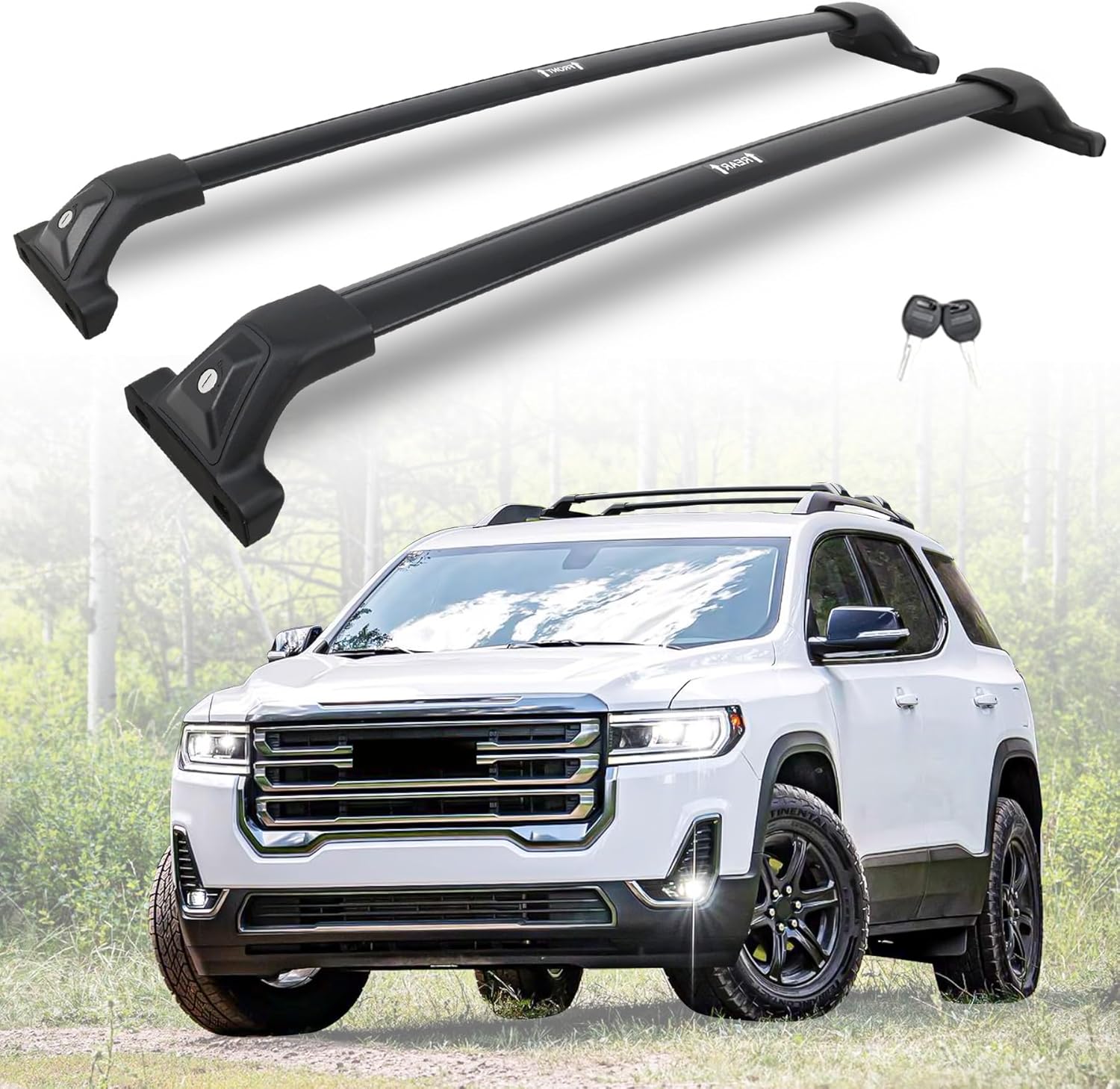 Snailfly Aluminum Roof Rack Cross Bars with Lock Fit for 2017-2023 GMC Acadia (with Side Rails), 330lbs Crossbars Anti-Wobble & Wind Noise Reduction Heavy Duty Cargo Carrier