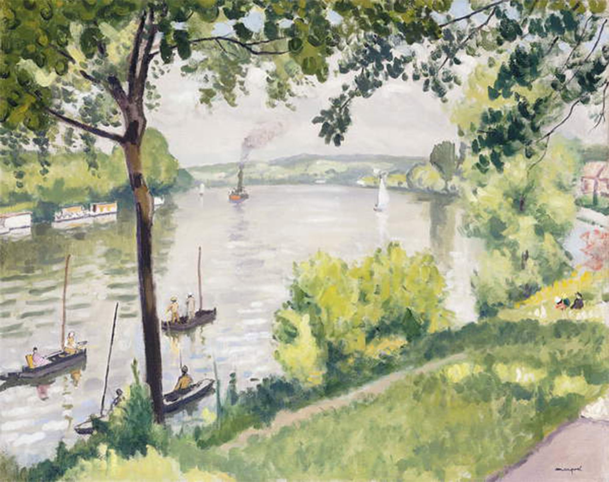 ARTXLXXBN Famous Print Painting Colorful Art Print the Banks of Triel by Albert Marquet Canvas Art Decorations for Home Decor 60x90cm