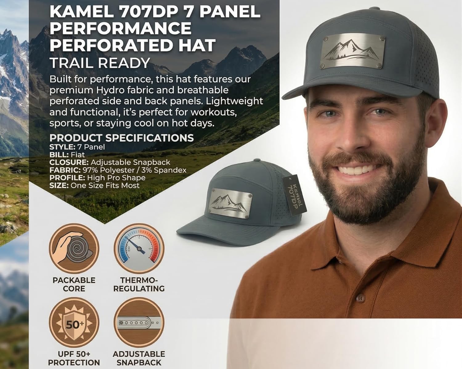 Durable Sunshield Trucker Hats for Outdoor Comfort with Signed Artwork and Stainless Steel Badge for Men