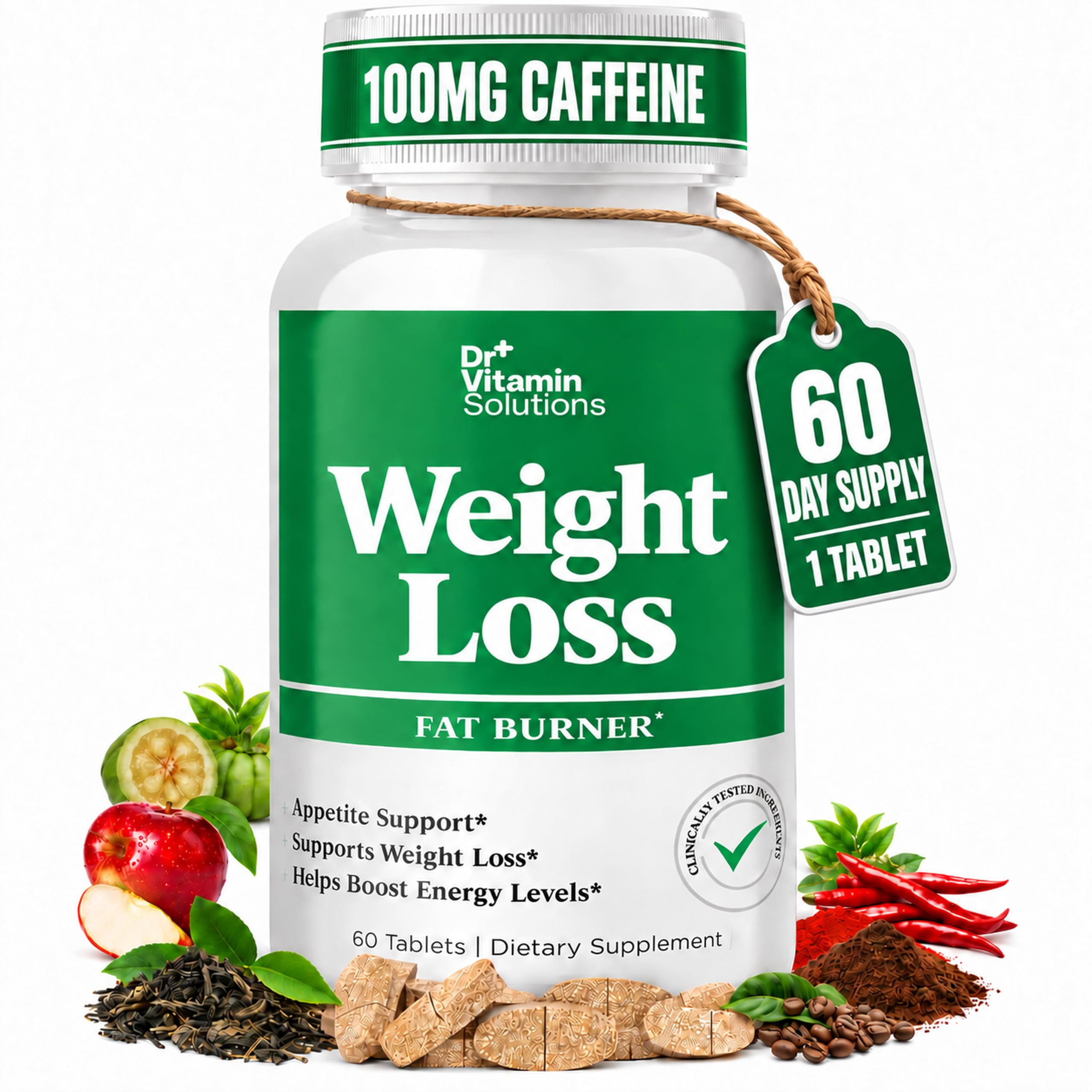 Fat Burner for Women and Men - Thermogenic Appetite Suppressant Diet Aid 60 Count (Pack of 1)