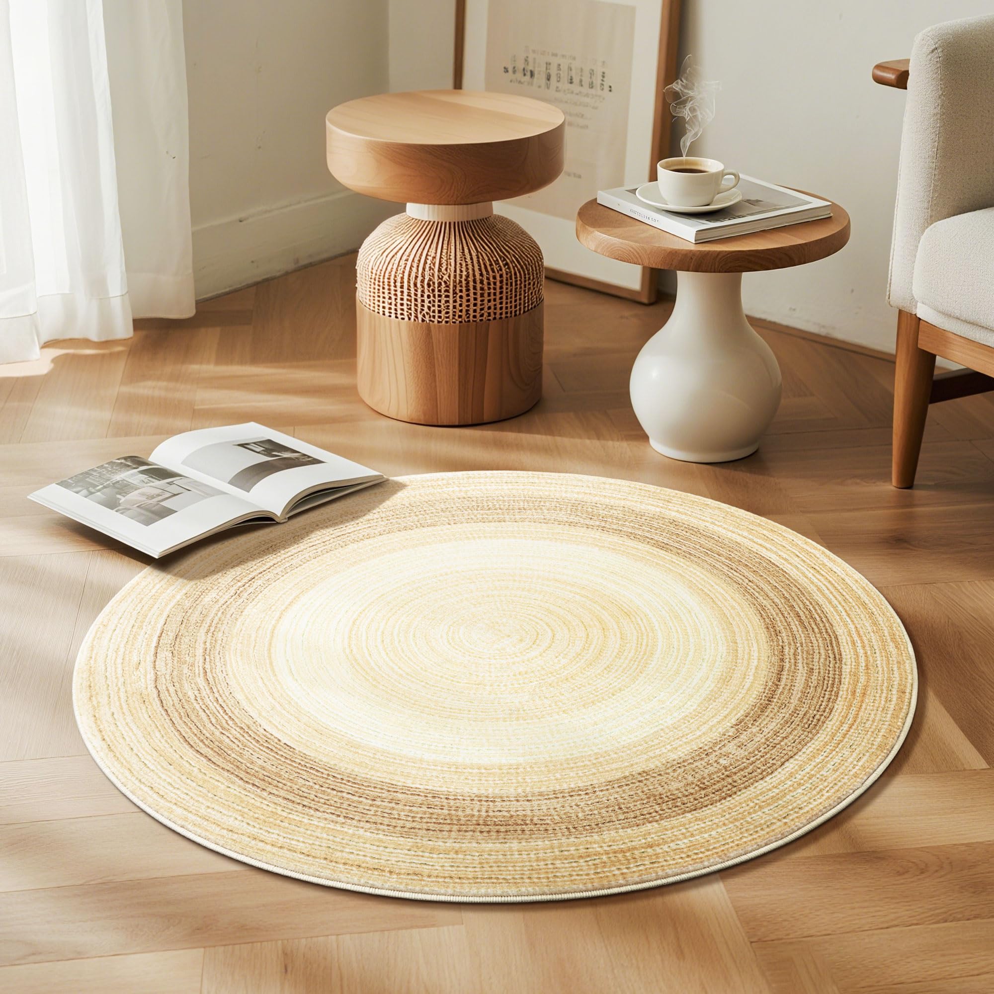 Tapis rond antidérapant 91 cm lavable pour résoudre le problème des taches