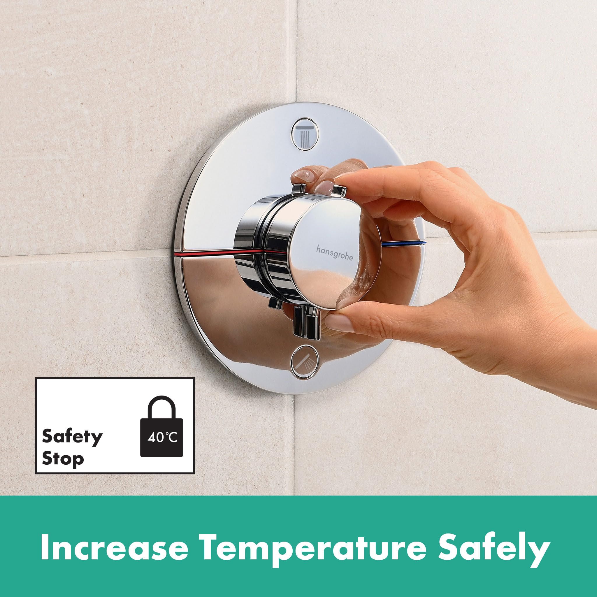 hansgrohe ShowerSelect Comfort S - Thermostat Unterputz, Armatur mit Sicherheitssperre (SafetyStop) bei 40° C, rundes Thermostat, Mischbatterie für 2 Verbraucher, Chrom