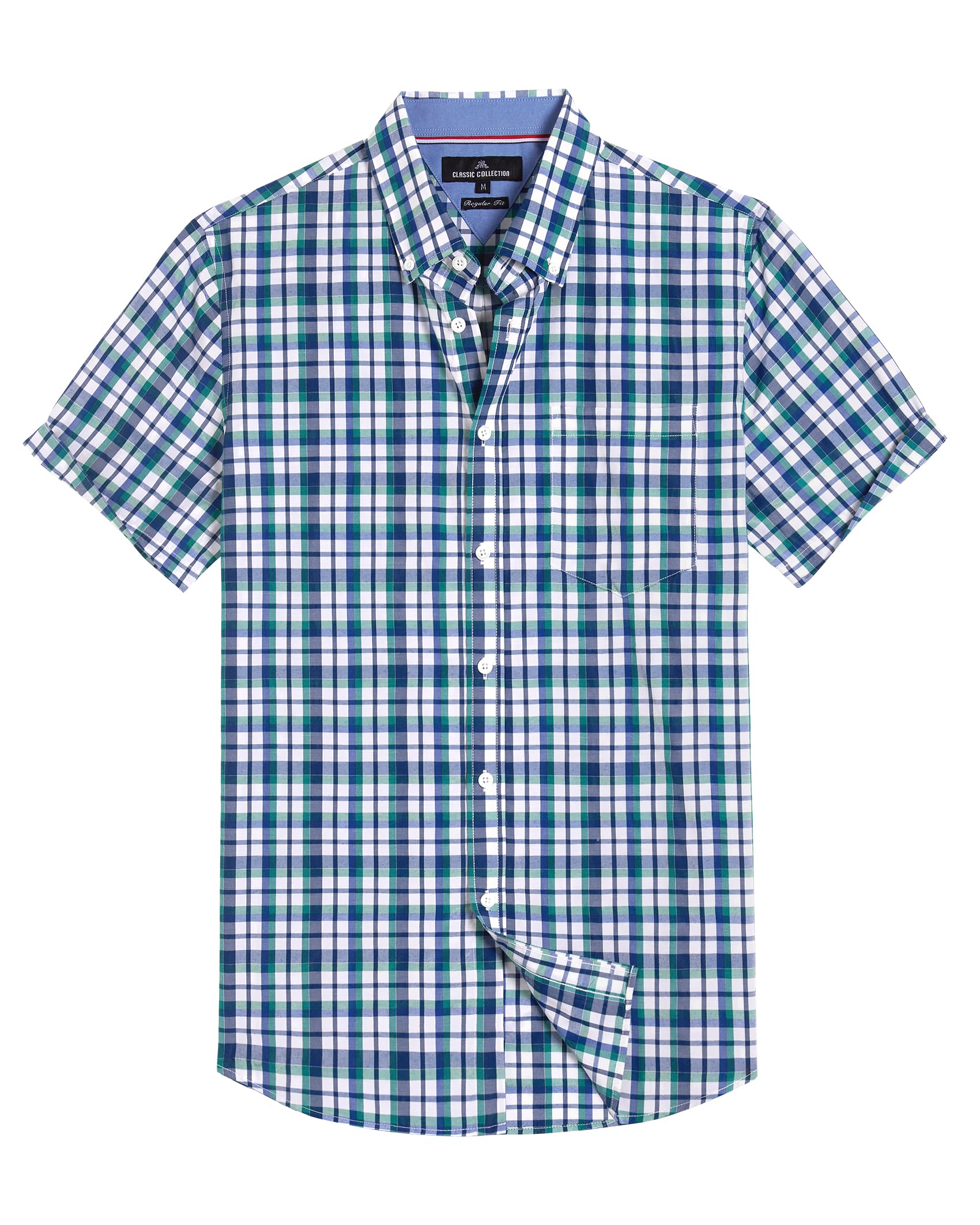 Alimens &amp; Gentle Plaid Mens Short Sleeve Button Down Shirts with Pocket