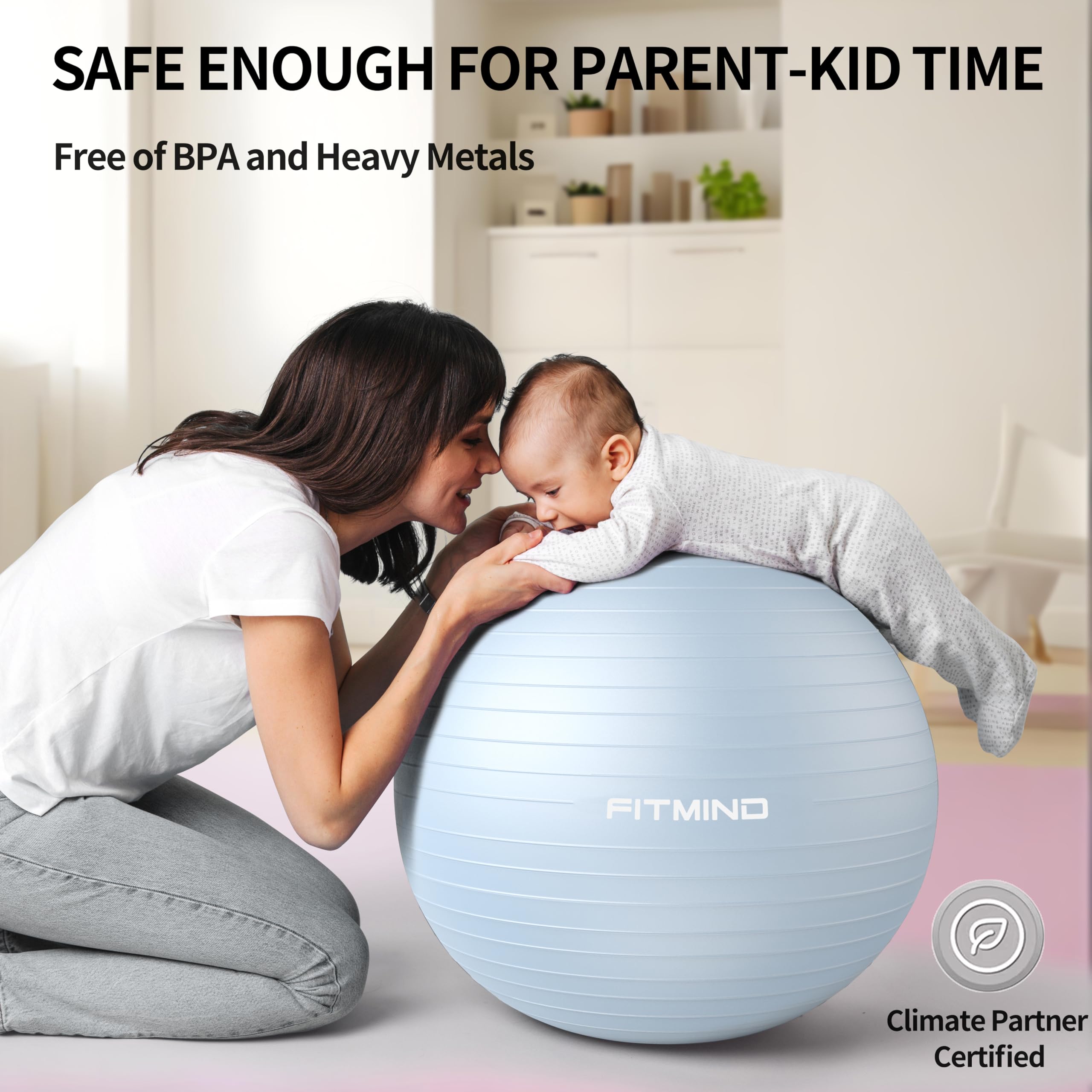 Ballon d'exercice extra épais de 55,9 cm/66 cm/76,2 cm pour entraînement, stabilité de grossesse, anti-éclatement et antidérapant avec pompe pour yoga, pilates, fitness, accouchement