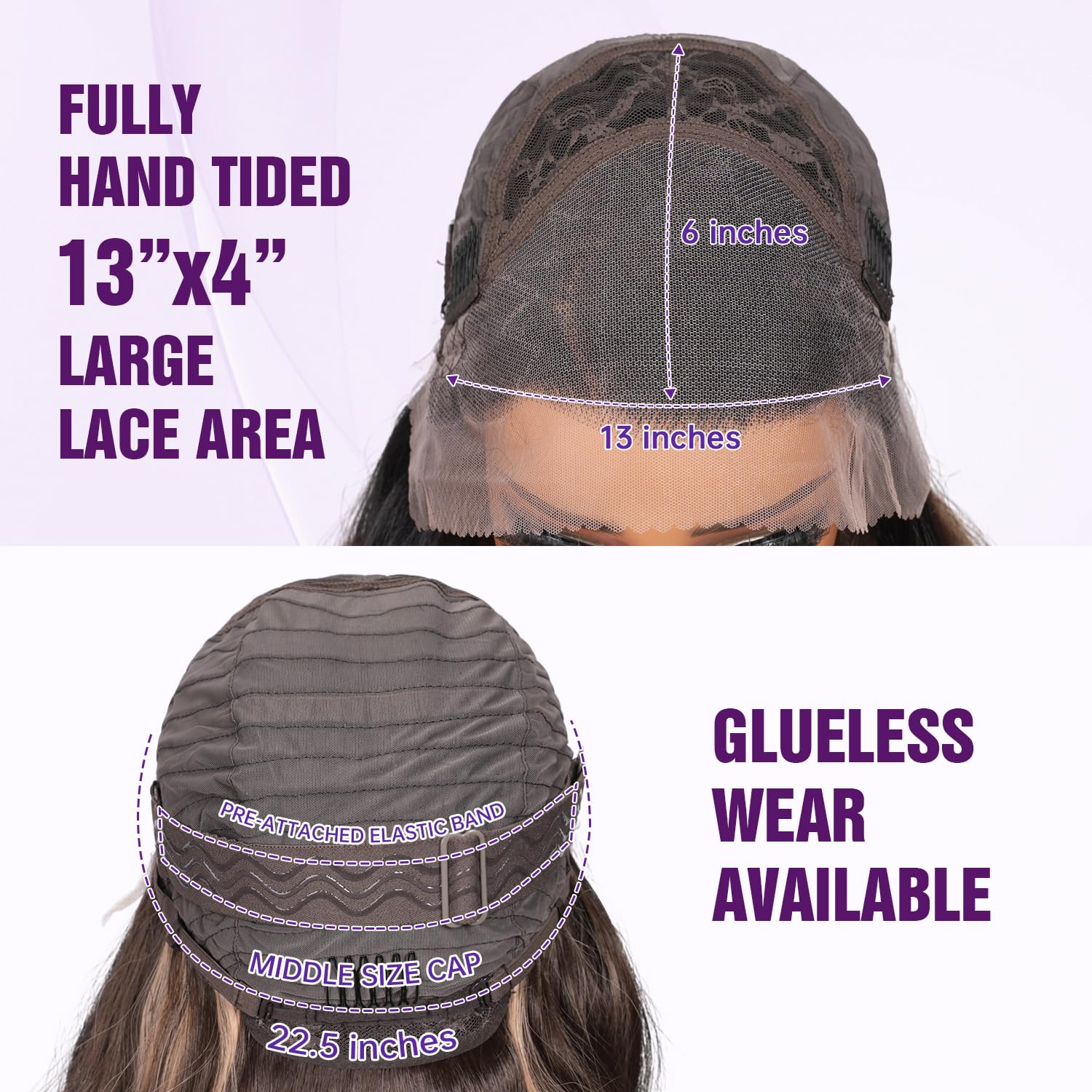 13x4 Glueless Wigs HD Transparent Lace,Wear and Go Synthetic Wig,C Part,200% Density Body Wave with Baby Hair,Pre-Plucked Frontal Wigs for Women 16 Inch ,Natural Hairline,Breathable Wig Cap