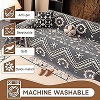 Vista 155 de VClife funda boho de sofá de felpilla para sofá seccional, funda antideslizante para sofá de 2 plazas, protector para mascotas con borlas, funda