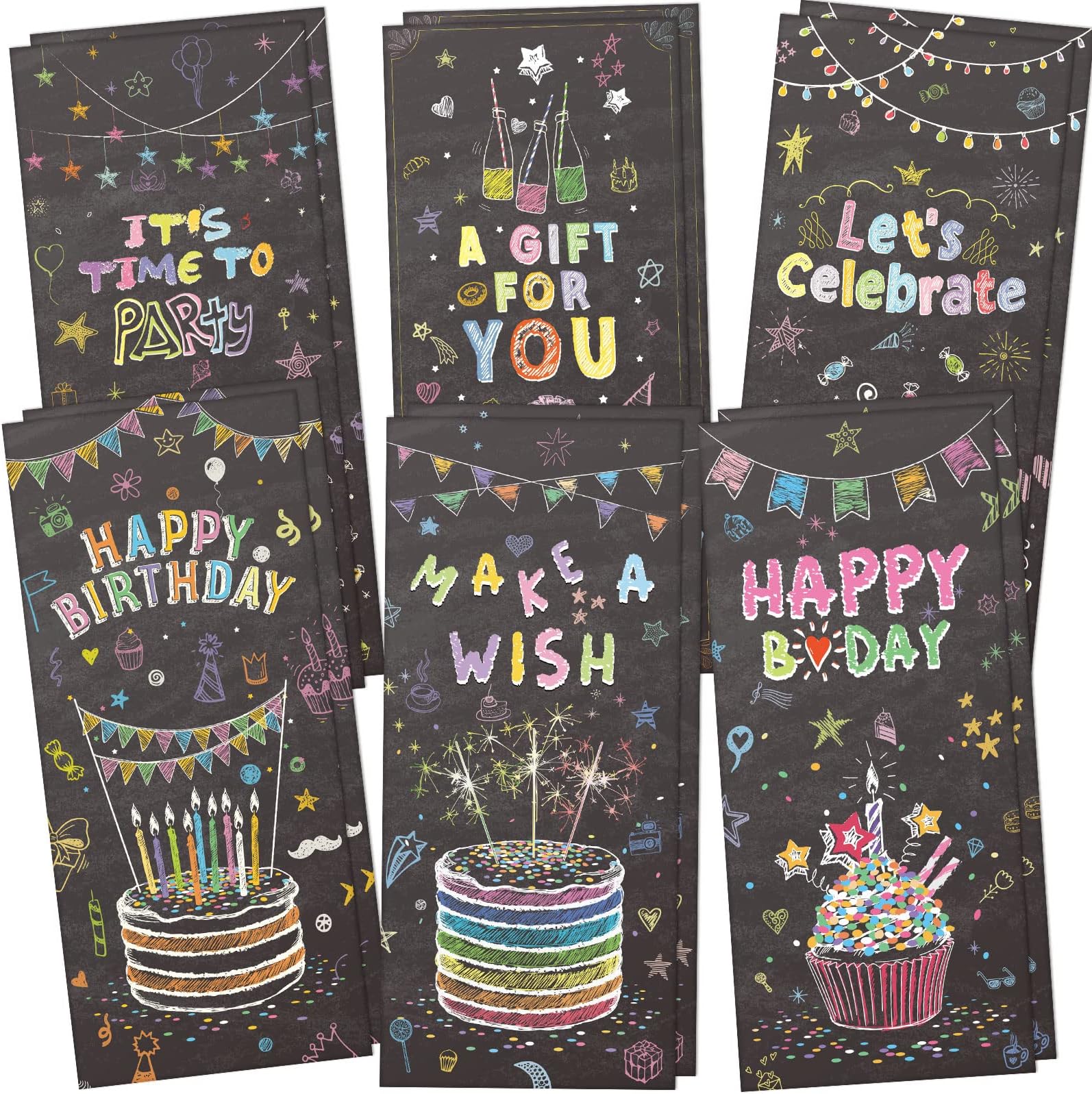 Kisston 150 Pieces Happy Birthday Money Envelopes for Cash 2.88 x 6.5 Inch Currency Envelopes Birthday Greeting Card Sleeves Envelopes for Cards Cash Tips Coins Presents Gift Company Bonuses