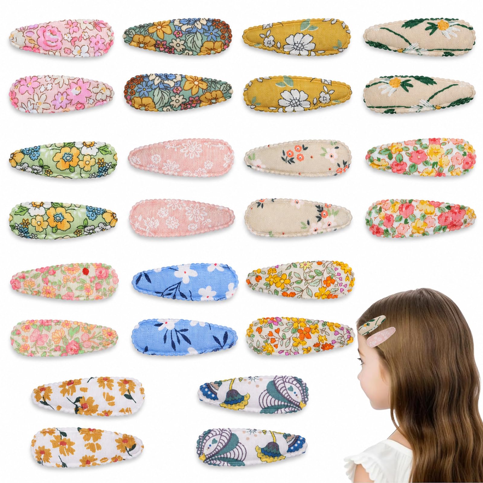 26-Piece Baby Hair Clips, 13 Pairs of Floral Snap Clips for Toddler Girls