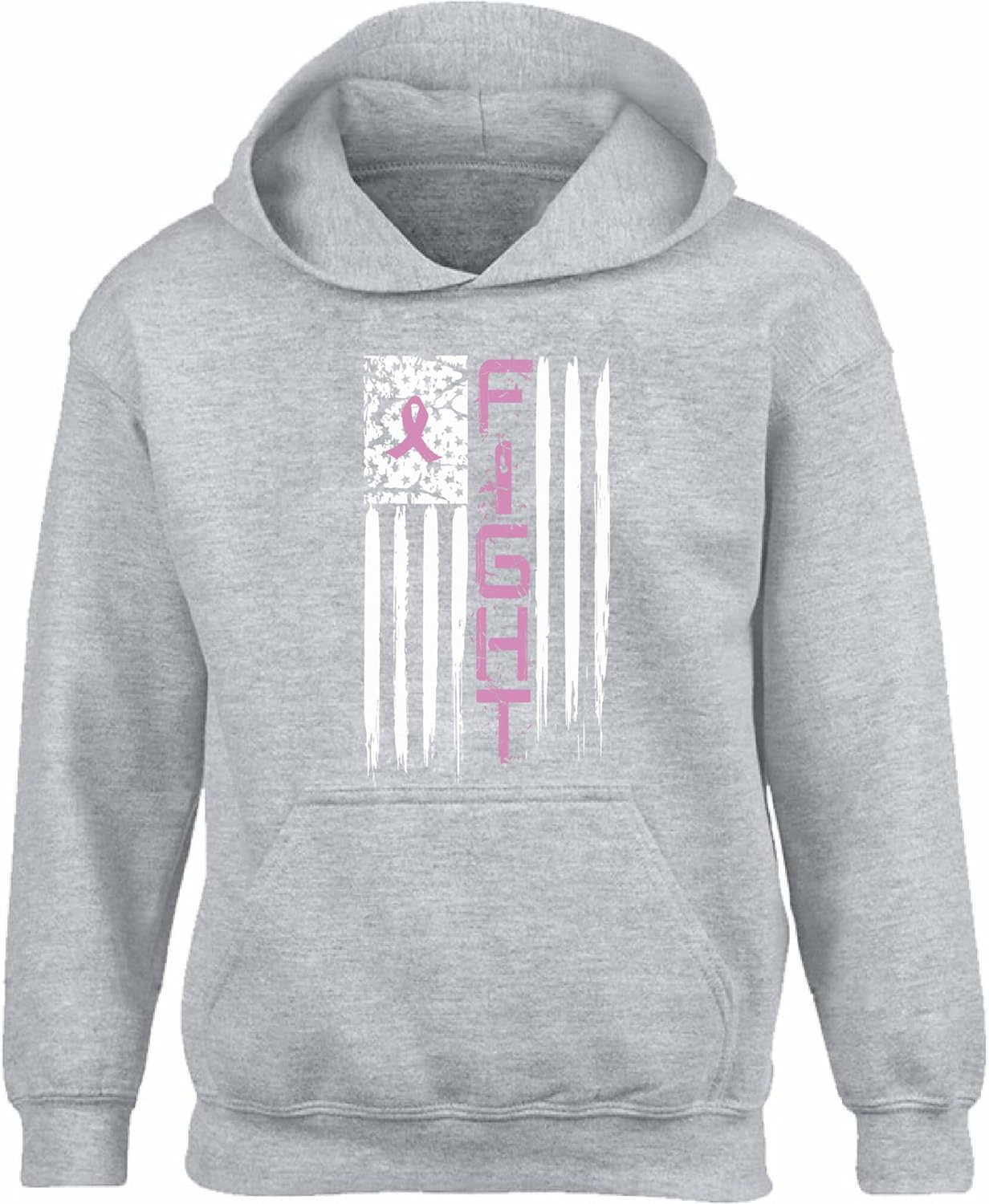 Vizor Unisex Breast Cancer Hoodie Sweatshirt Fight Distressed Pink Ribbon Hoodie Sweatshirt