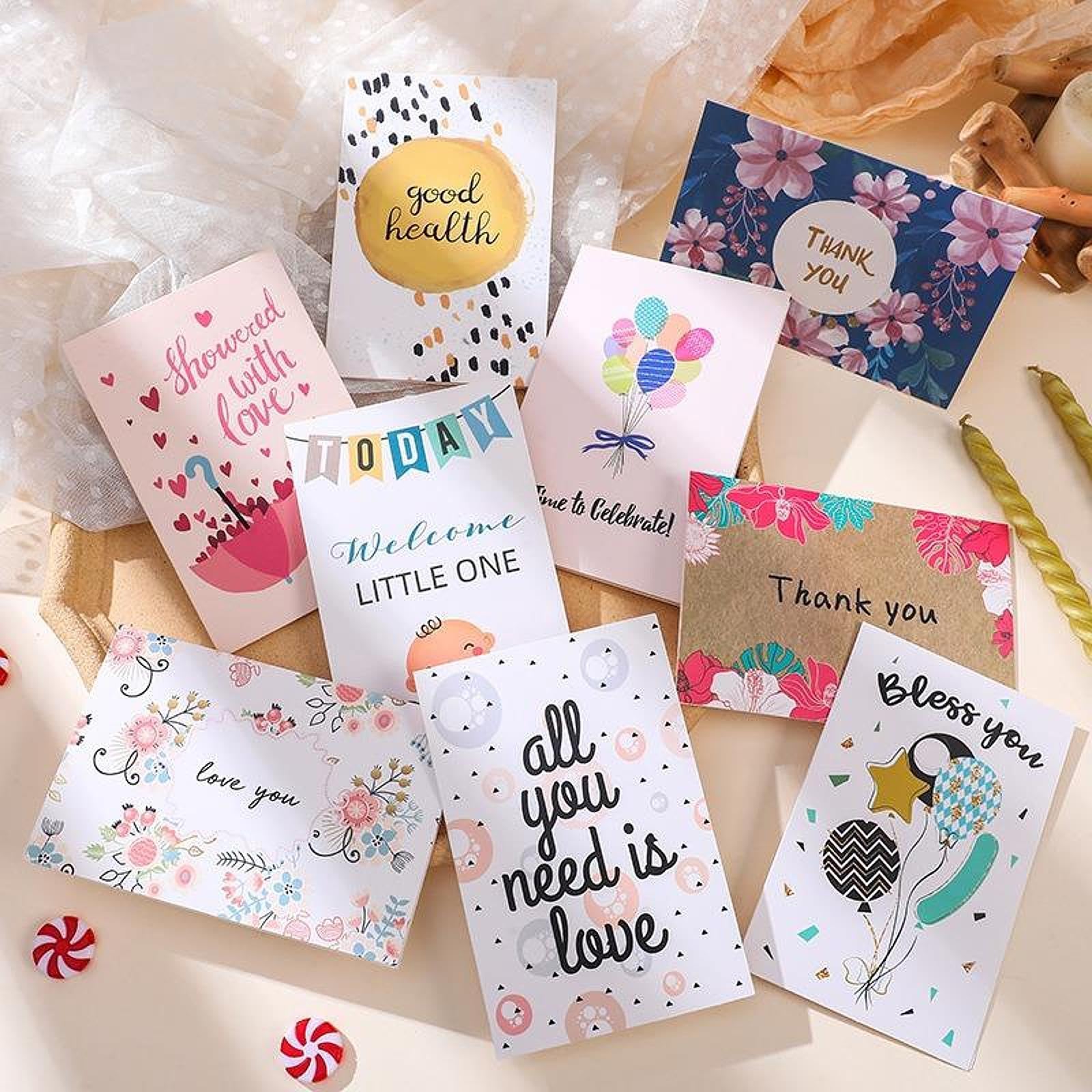 MERIGLARE Assortiment de 40 Cartes de Vœux pour Anniversaire, Shower, Félicitations