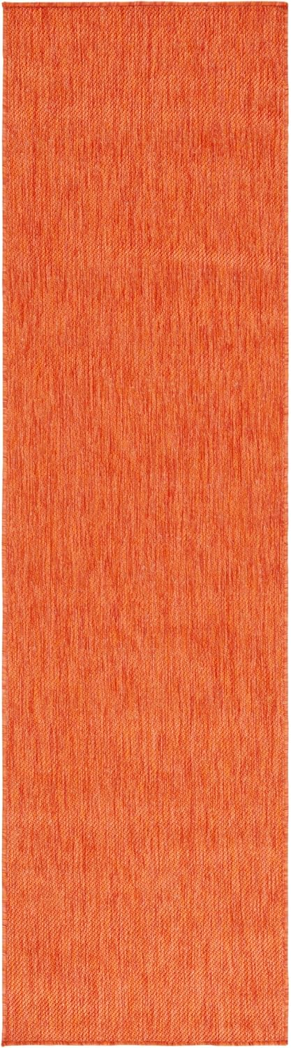 SAFAVIEH Washable Rug Outdoor Beach House Collection - 2'2" x 6' Runner, Orange, Non-Shedding & Easy to Clean, Ideal for Patio, Backyard, Mudroom (BHS274P)