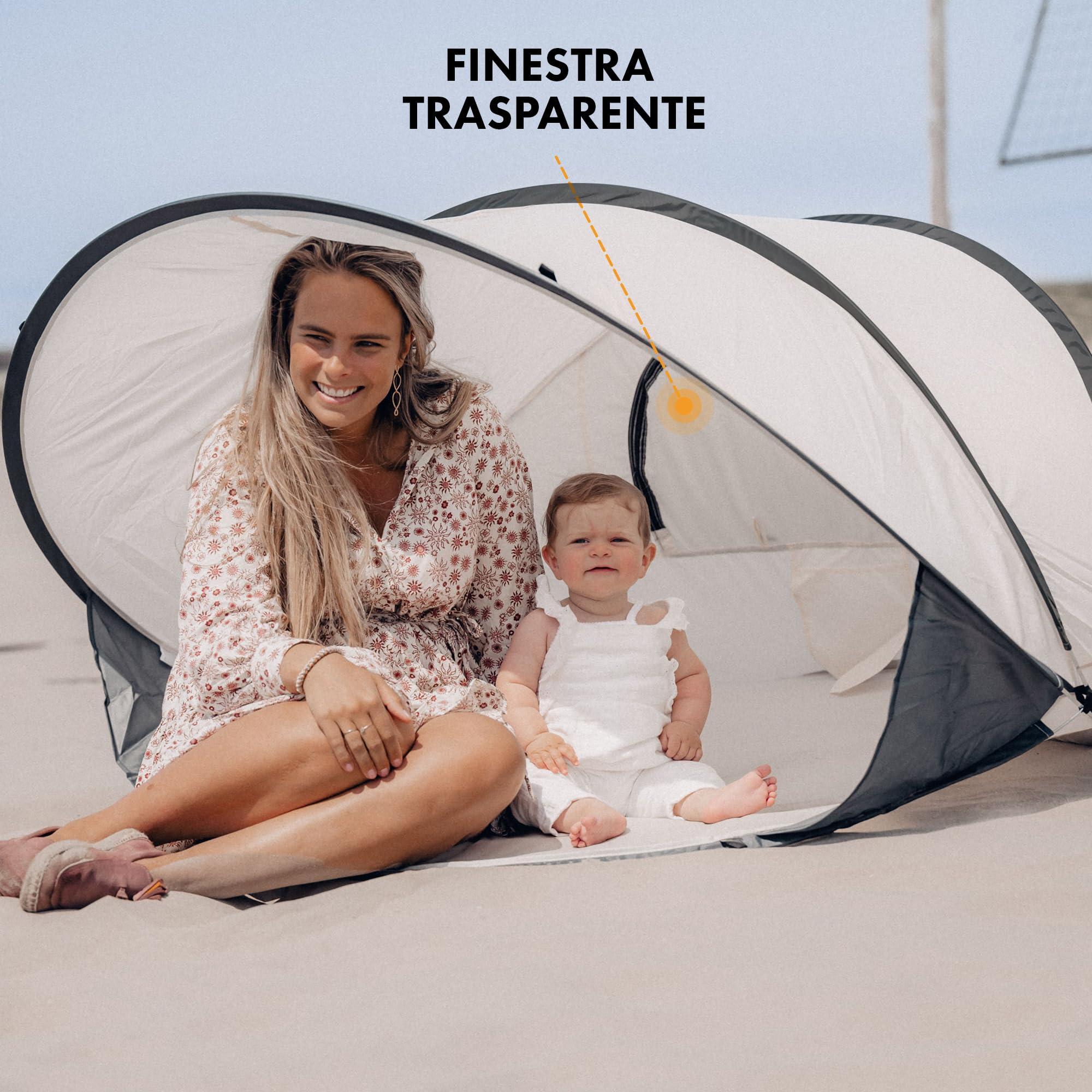 DERYAN Namiot plażowy, Pop Up XXL, schronienie przed promieniowaniem UV, dla 2-3 osób, namiot chroniący przed promieniowaniem UV dla niemowląt, ustawienie w 2 sekundy, z torbą transportową