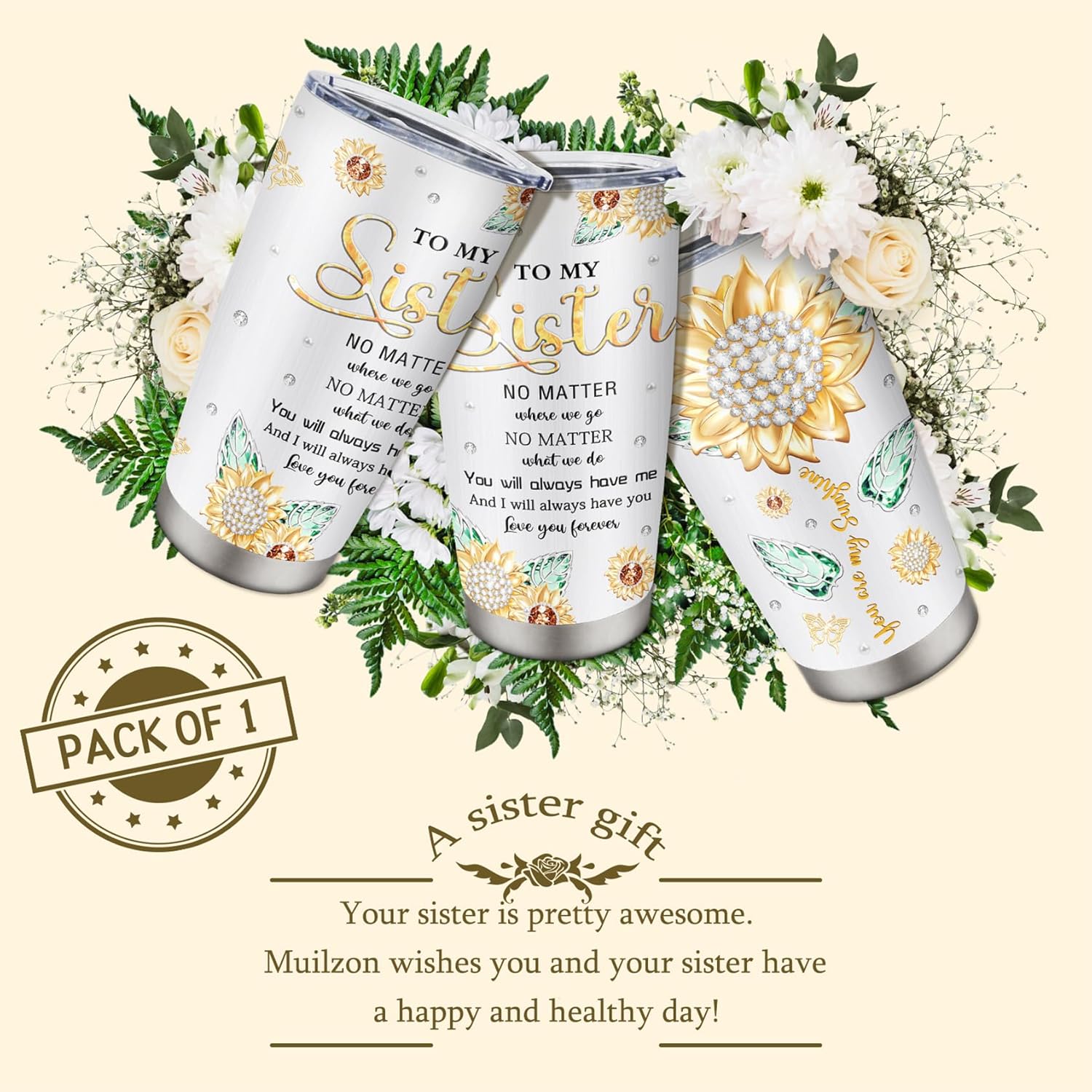 Muilzon Best Big/Little Sister Gifts from Sisters Tumblers 20oz - Cool/Funny Gifts for Sister from Brother Coffee Mug - Christmas Mothers Day Birthday Gift Ideas for Sis Cup - Image 5