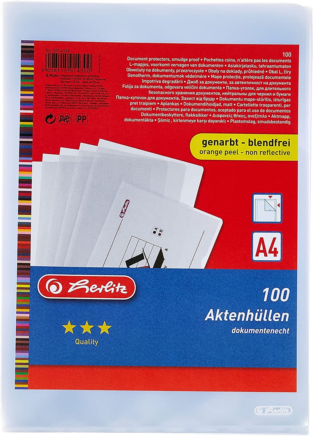 Herlitz 5914304 Aktenhülle A4 genarbt 1000er Packung dokumentenecht