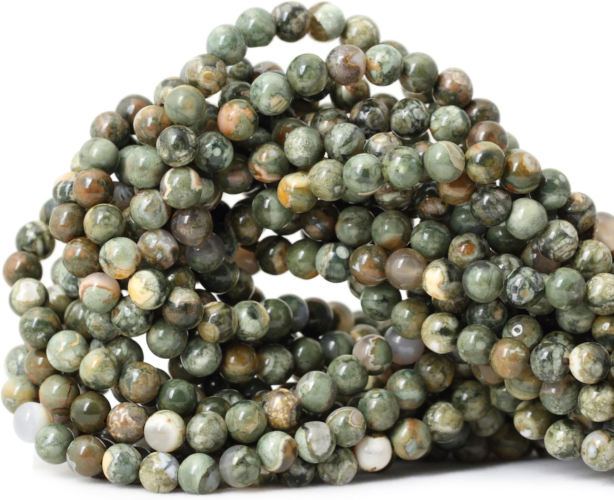 60PCS 6mm Natural Aust Rhyolite Stone Gemstone Round Loose Beads for Jewelry Making 1 Strand 15"