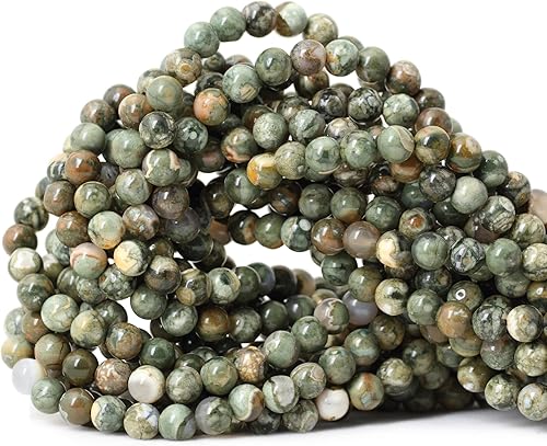 60 cuentas redondas sueltas de cristal de cuarzo rutilado natural colorido natural de 0.236 pulgadas para fabricación de joyas, 1 cuerda de 15