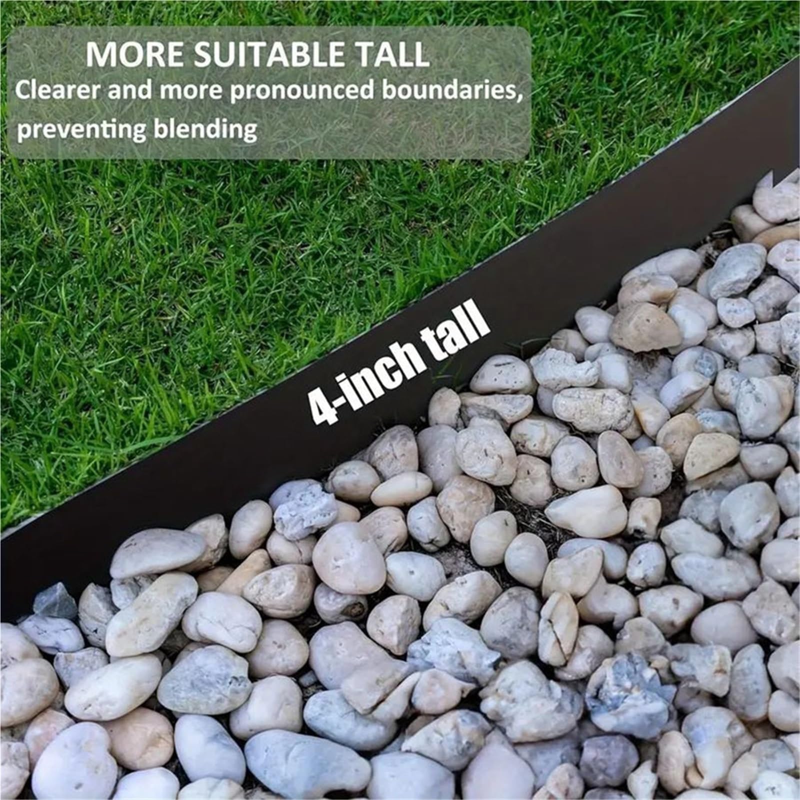 Bordura de Jardín de Plástico Garden Edging Kit, Landscape Barrier with Spikes for Grass and Stone Separation, 2 Inch Tall Paving Edge(Black 10 Meters)