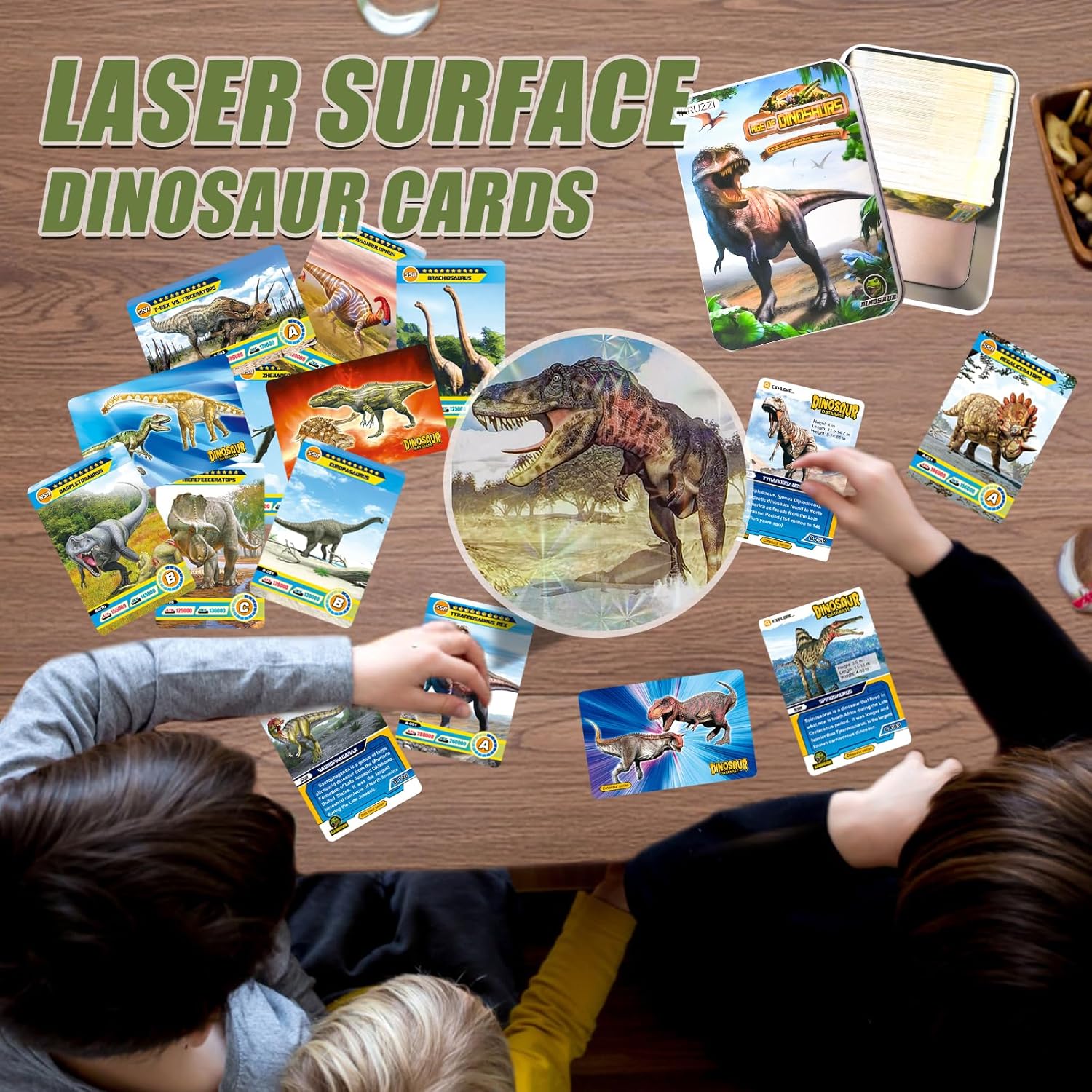 168 PCS Dinosaur Cards Set - Educational Learning Flash Cards, Collectible Trading Cards for Kids, Dino Games, Prehistoric Animals Toys