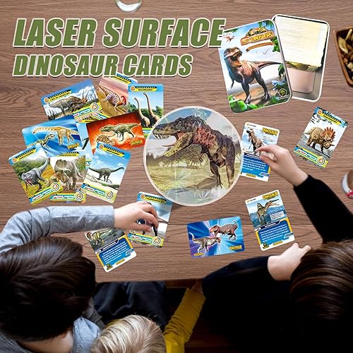 Miniatura 3 de IKRUZZI 168 tarjetas de dinosaurio, tarjetas cognitivas educativas para niños de 3 años en adelante, tarjetas coleccionables para divertidos juegos
