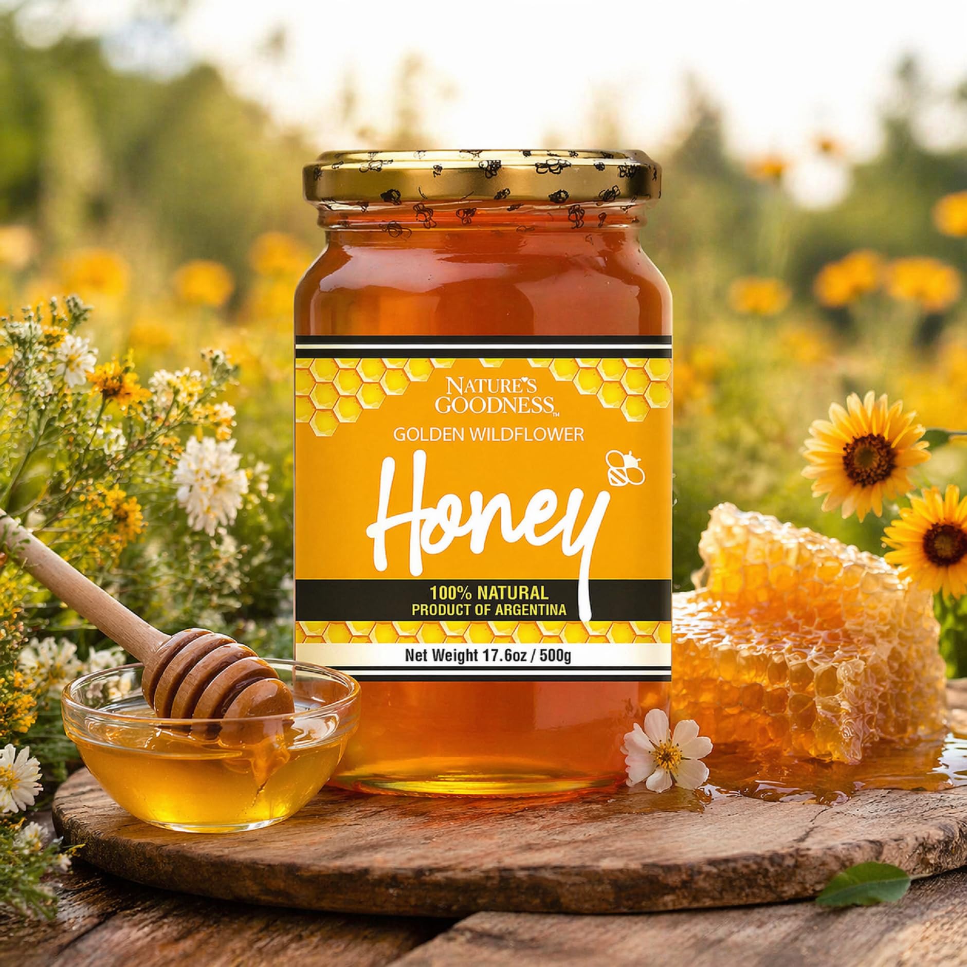 Amazon.com : Nature's Goodness Golden Wildflower Honey In Glass