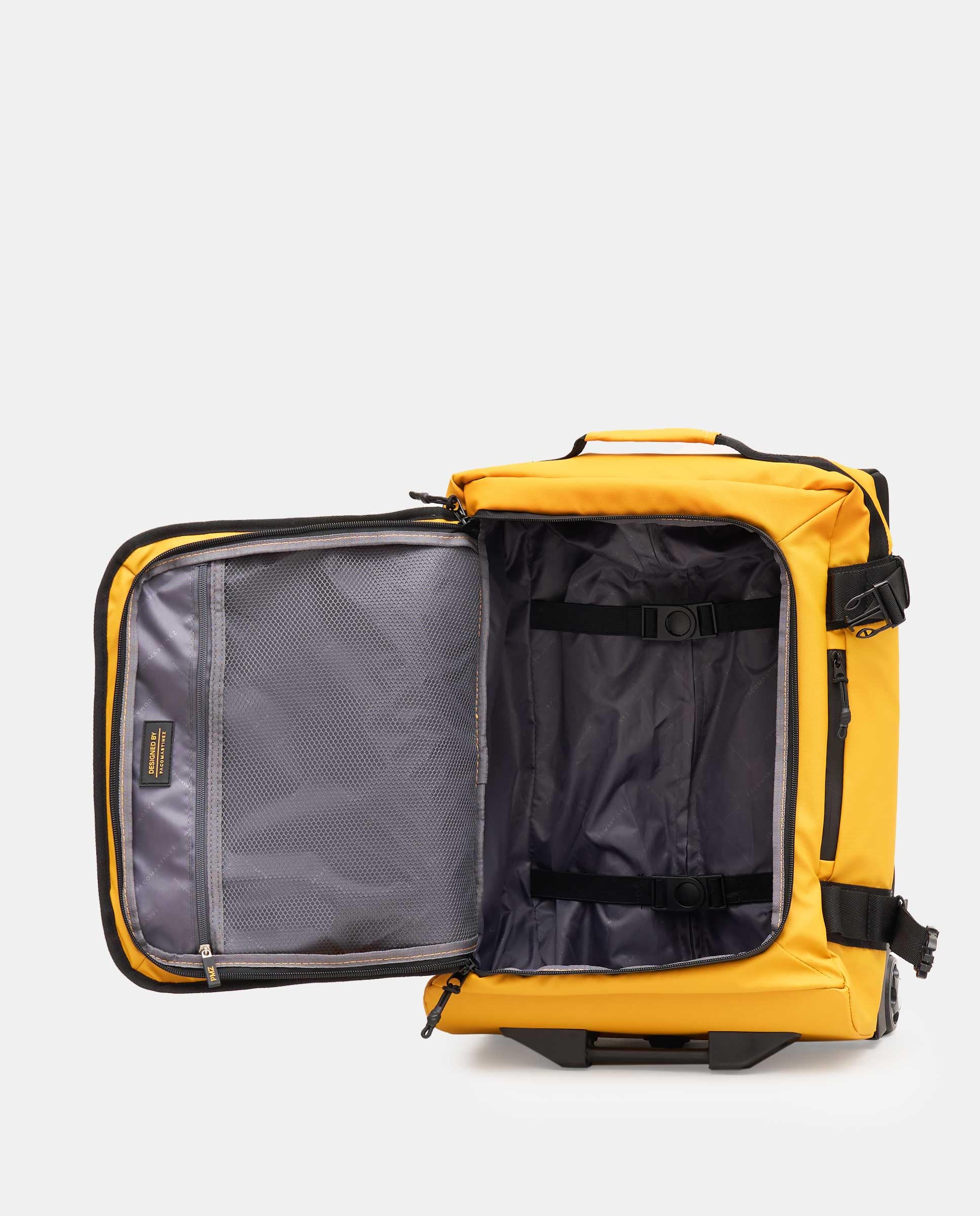 PACO MARTINEZ Maleta de Viaje Unisex, Maleta de Cabina V Road, Capacidad 34 litros, Ruedas Silenciosas, Color Mostaza - 49x35x20 Centímetros