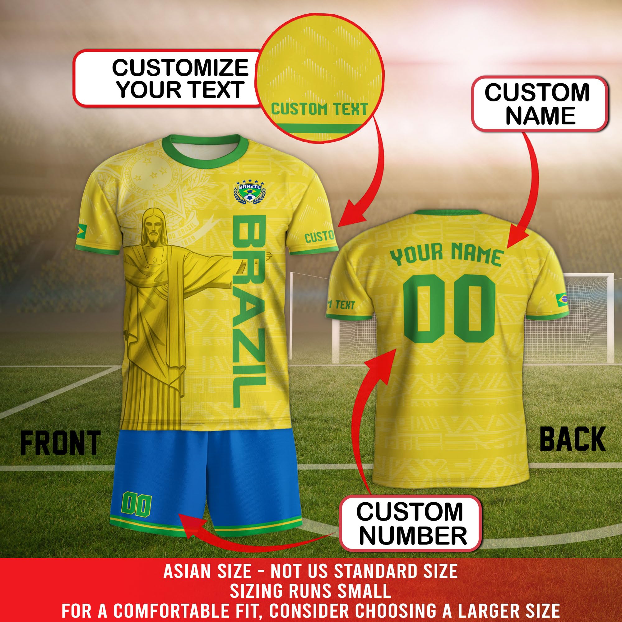 Customized Jersey Brazil, Custom Brazilian Soccer Jersey, Retro Brazil Jersey Men, Soccer Jerseys for Men 2
