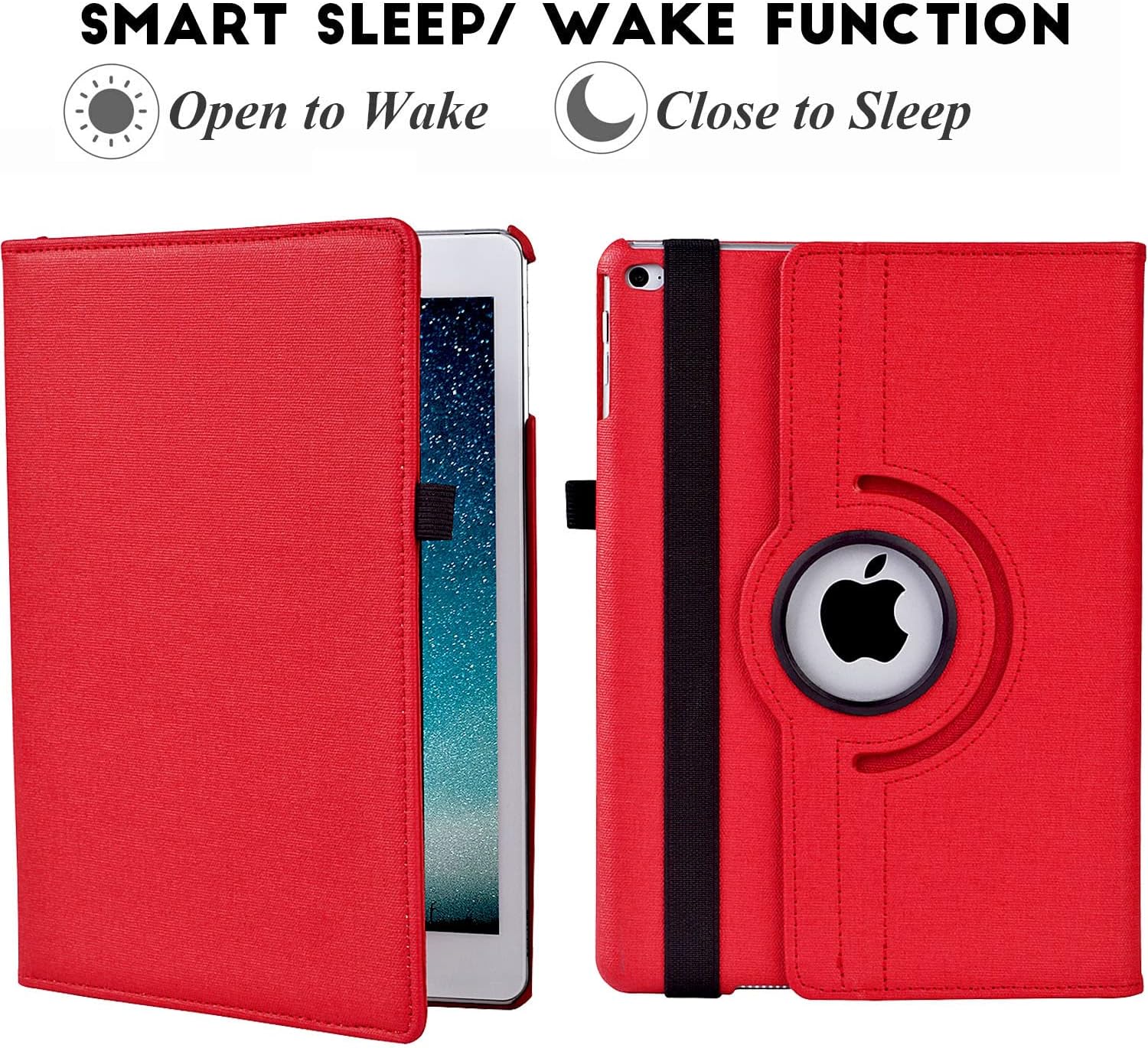 Rotating Case for iPad 9.7 Inch 2018 2017 / iPad Air 2 Case - 360 Degree Rotating Stand Protective Cover with Auto Sleep Wake for iPad 9.7 inch (6th Gen, 5th Gen) / iPad Air 2/ iPad Air (Denim Red) image 3