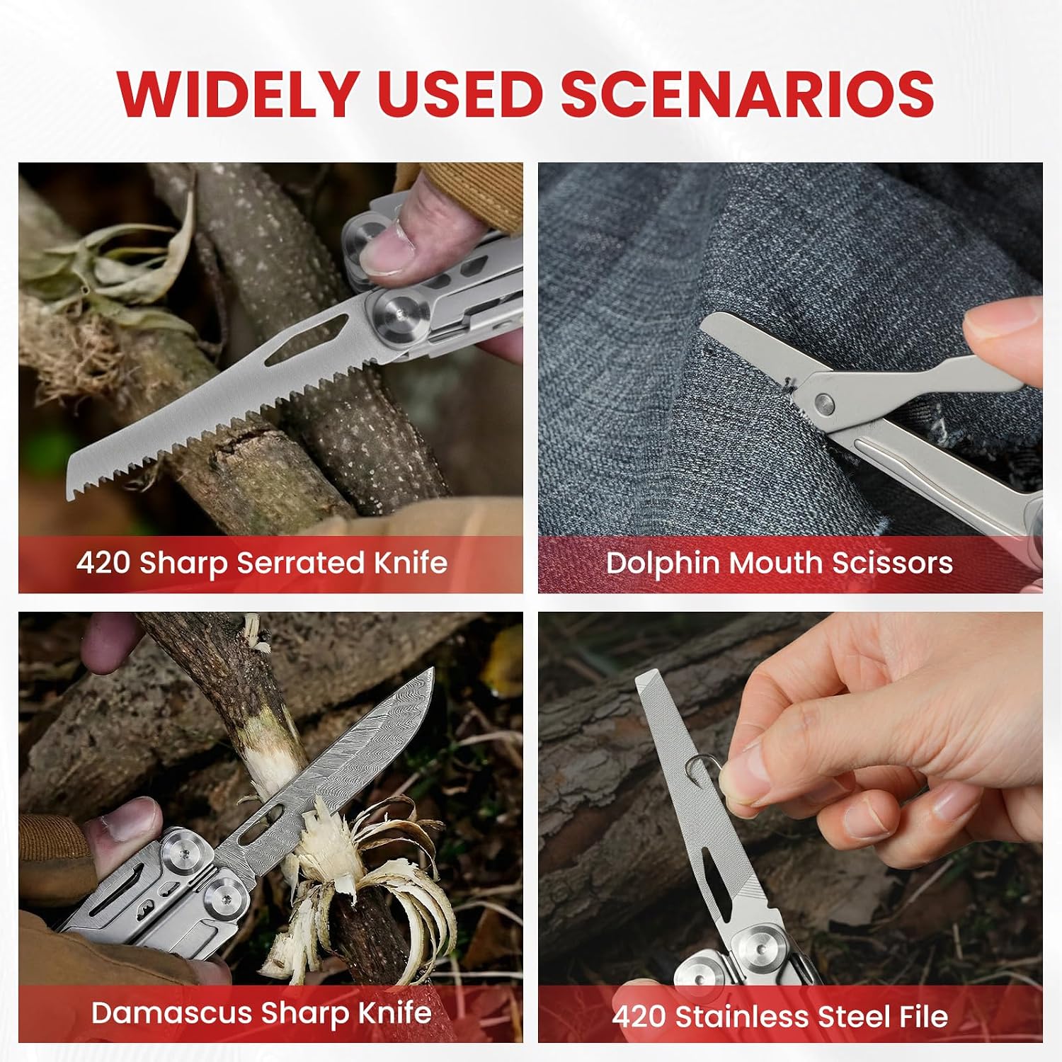 Multitool, 29-in-1 Stainless Steel Multi Tool Pliers with Screwdriver Sleeve, Damascus Pocket Knife, Nylon Sheath for Survival Camping, Hunting and Hiking