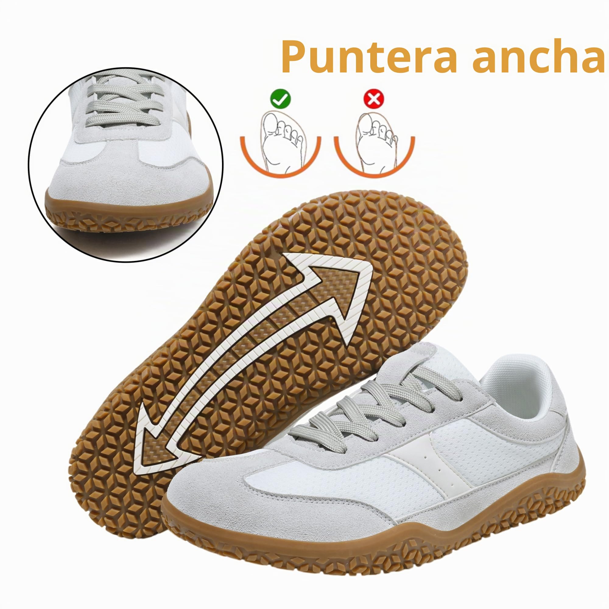 Meik Mangni Unisex Barefoot Zapatillas Minimalistas Hombre Mujer Ligera Zapatos Barefoot Anchos Transpirable y Antideslizante Zapatillas de Trail Running,Blanco Tallas:39 EU