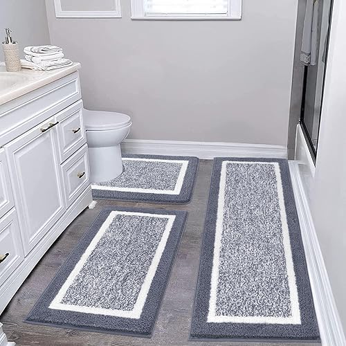 Miniatura 38 de Pauwer Juego de baño, alfombras de baño antideslizantes, alfombras de ducha absorbentes para suelo de baño, bañera y ducha, color azul aguamarina