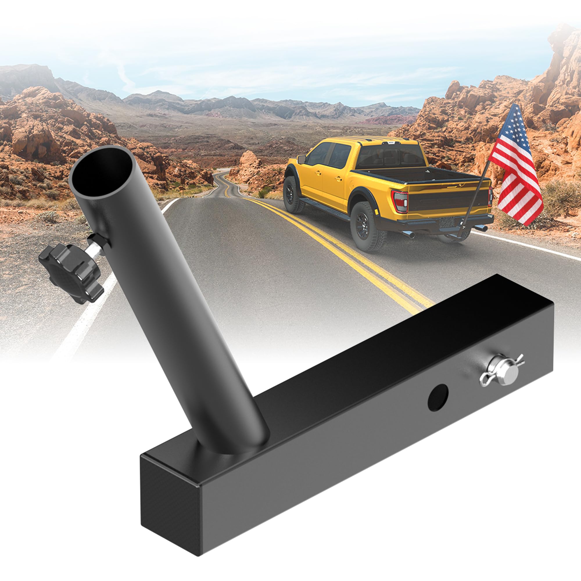 GOORIDA Hitch Flag Pole Holder for Truck, Fits Standard 2" Trailer Hitch, RV Flagpole Kit, Car Receiver Flag Pole Mount, Compatible with Jeep, RV,