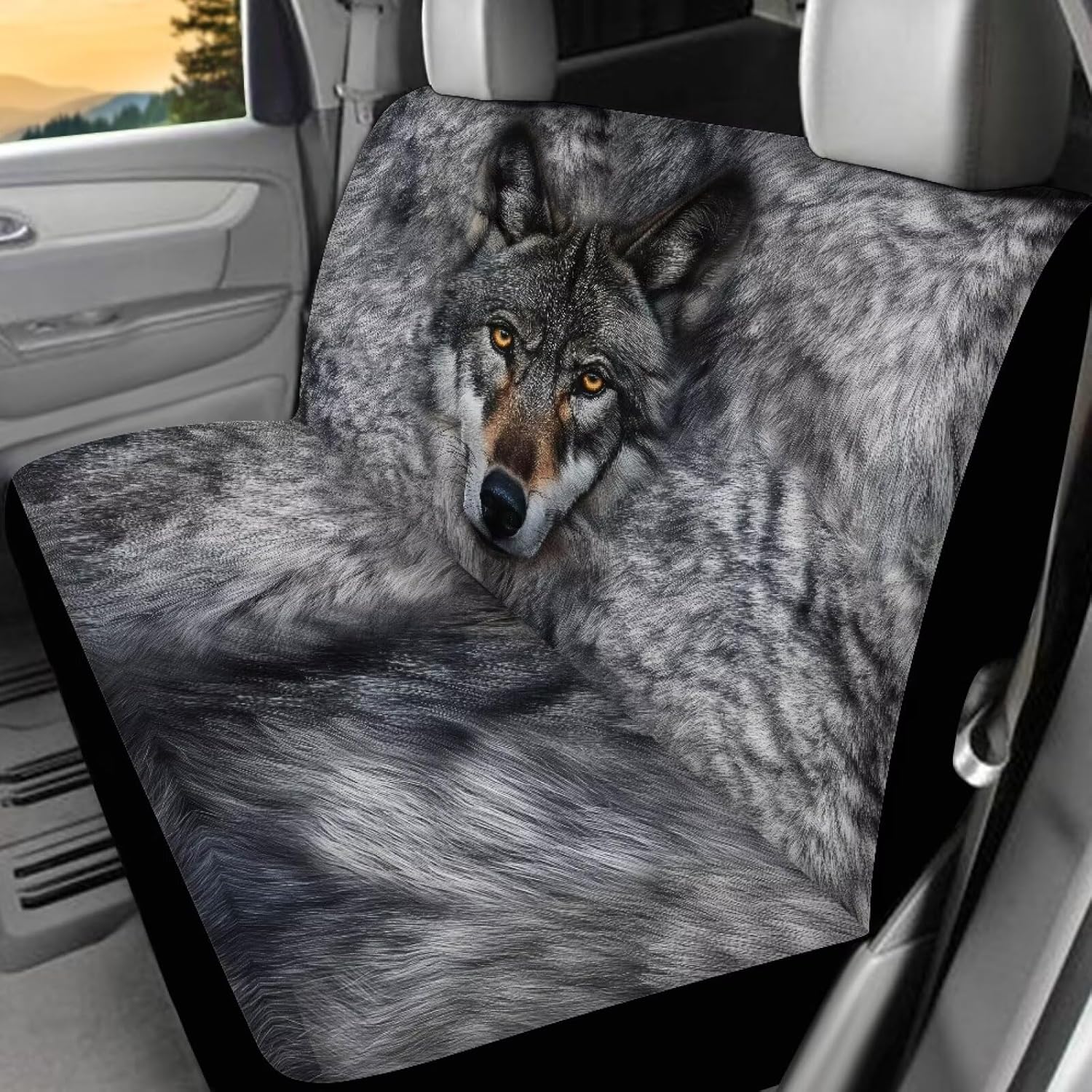 Grey Wolf Car Seat Covers Universal Fit 4 Piece Car Seat Cover Full Set, Luxury Interior Accessories, Front Rear Breathable Automotive Cushion Protectors