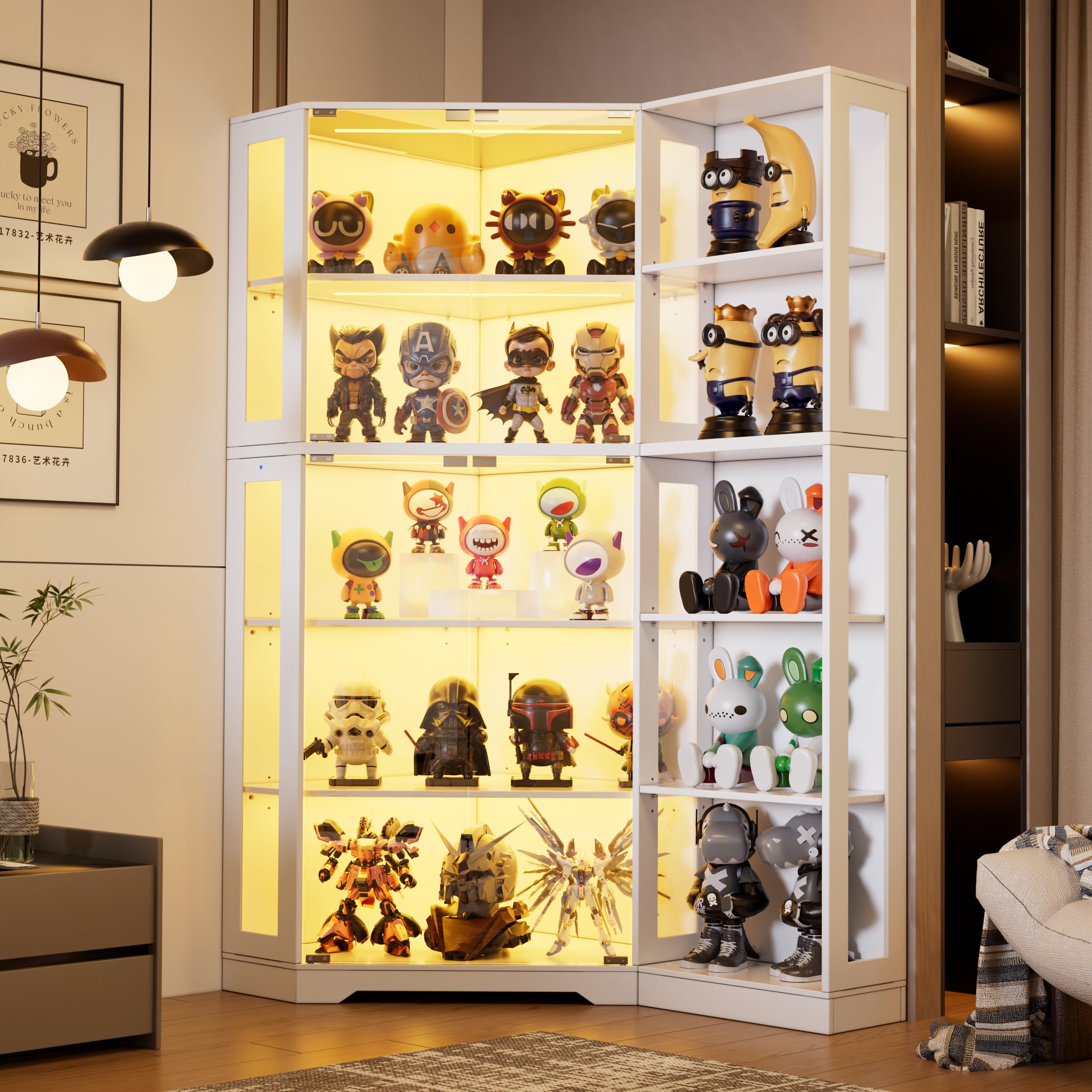 Amazon.com - Corner Display Cabinet with Glass Doors,5-Tier Curio
