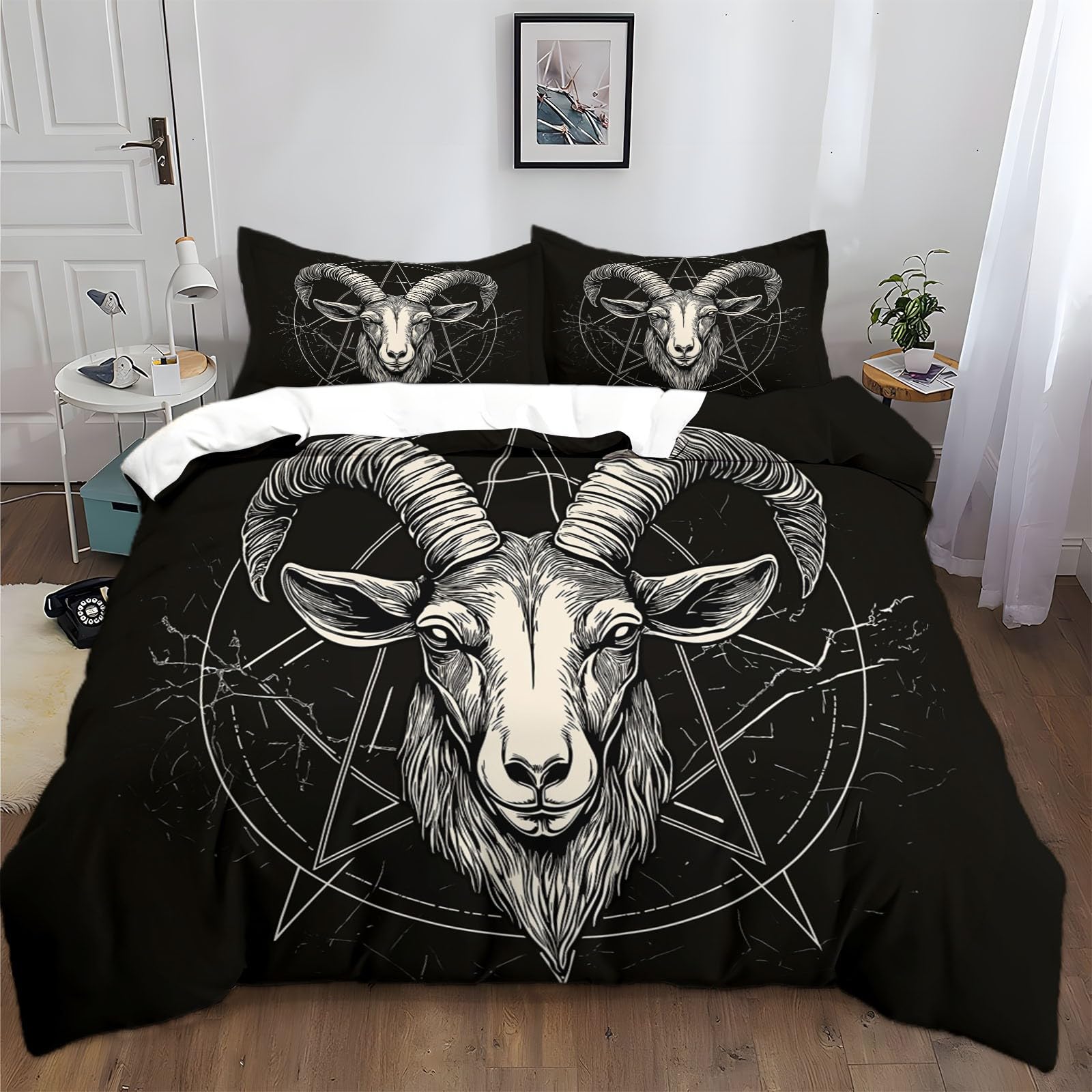 Housse de couette 240x260 cm étoile noire parure de lit 3 pièces microfIbre