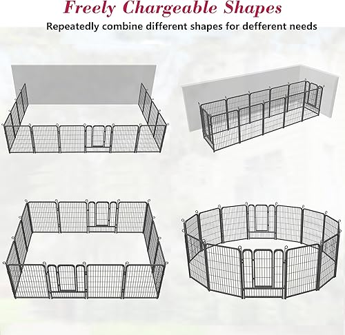 Vista 13 de Corralito para perros, 40 pulgadas de altura, 38 paneles de valla resistente para perros con puerta, corral de ejercicio antioxidante para perros