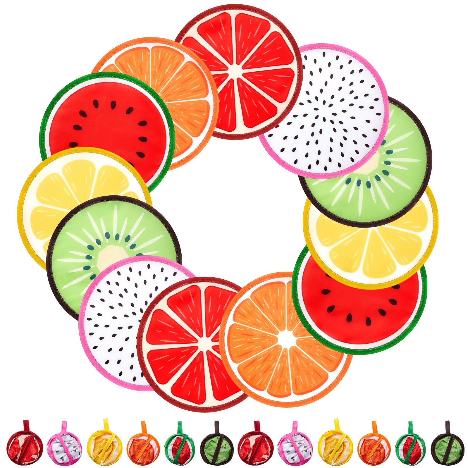Namalu 12 Pezzi Ventagli Pieghevoli Tondi Ventaglio a Mano Portatile Rotondo in Stile Giapponese per Estate Decorazioni per Matrimonio Bomboniere Regalo per Festa(Frutta, Colori Vivaci)