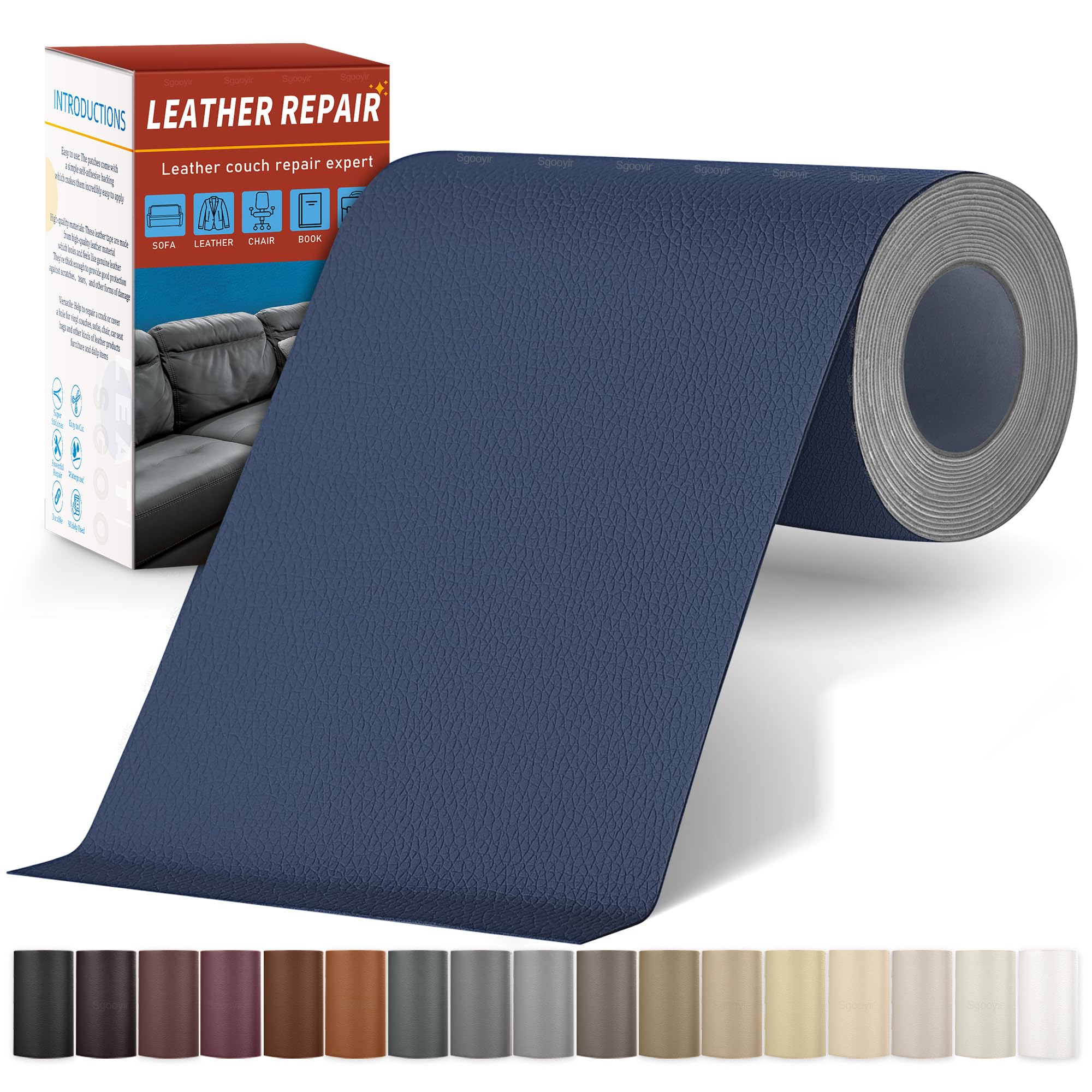 Sgooyir Leder Reparatur Set, Kunstleder Selbstklebend, Kunstleder Reparaturset Flicken Selbstklebend Patch für Autositze, Sofa, Jacken, couch, MöbelV
