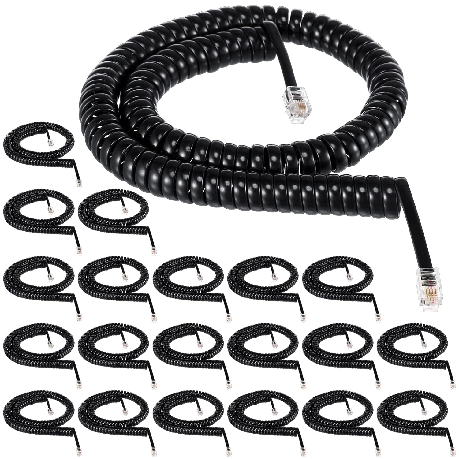Kanayu 20 Pack Black Phone Handset Cord 12ft Telephone Cord for Landline Coiled Phone Wire Bulk for Use with All Landline Telephone Line Replacement Cable Accessory Kanayu 20 Pack Black Phone Handset Cord 12ft Telephone Cord for Landline Coiled Phone Wire Bulk for Use with All Landline Telephone Line Replacement Cable Accessory