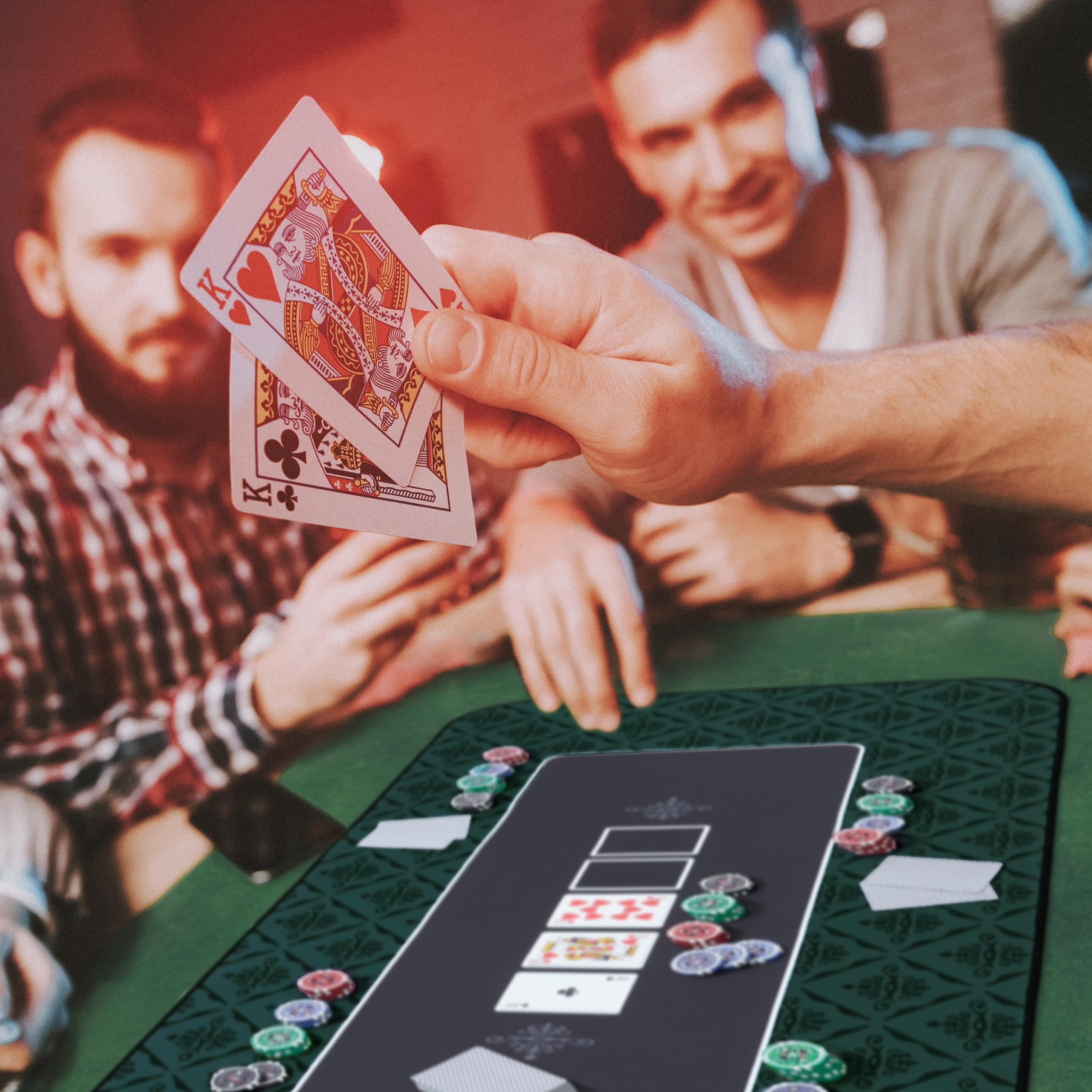 Relaxdays Pokermatte 100 x 60 cm, Texas Holdem, Pokertischauflage groß, rutschhemmend, Polyester, Pokerzubehör, grün