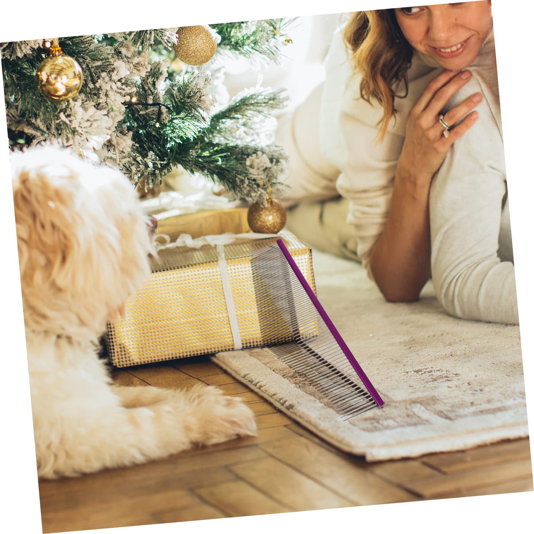 GALPADA Pet Comb Pet Grooming Hair Comb Grooming Tool for Dogs Gentle Dog Brush Stainless Steel Purple