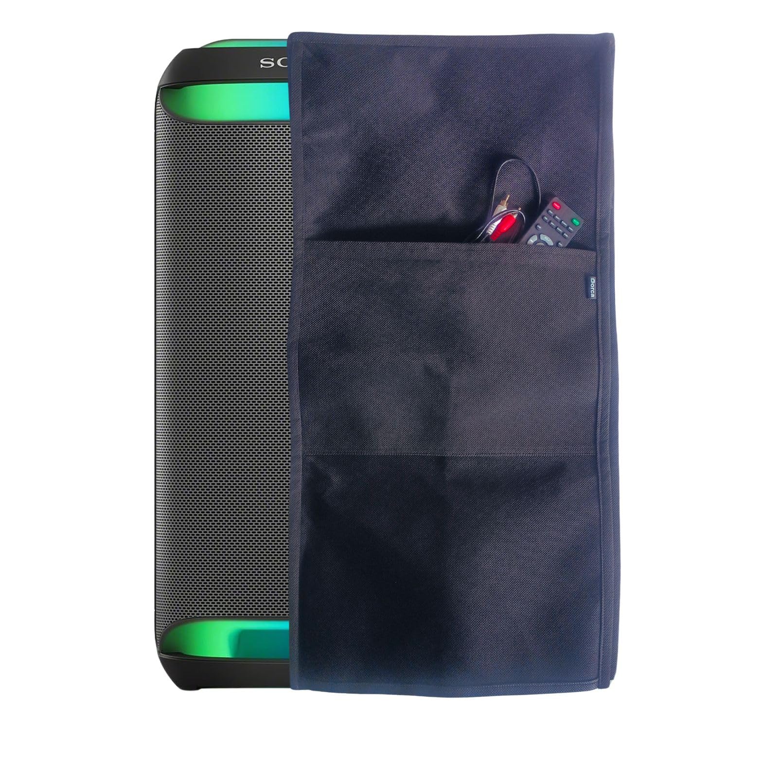 Dorca® Premium Speaker Cover for Sony SRS-XV800 X-Series | All-Weather Protection with Accessory Pocket | Keep Remote & Cables Organized | Dustproof & Water Resistant | Black-picture-24