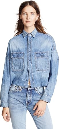 R13 Womens Cropped Denim Shirt