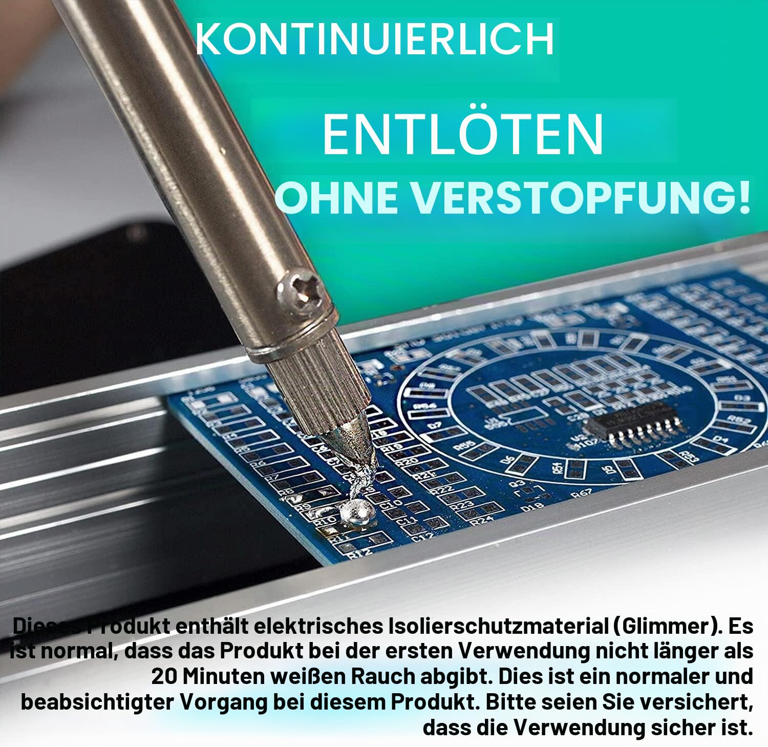 YIHUA 929D-V Elektrisches Vakuum Entlötkolben Lötkolben Sauger Entlötpumpe mit kürzerem Ladegriff und Entlötdüsen 1.0mm 1.2mm 2.0mm für Durchstecklötungen (EU PLUG)