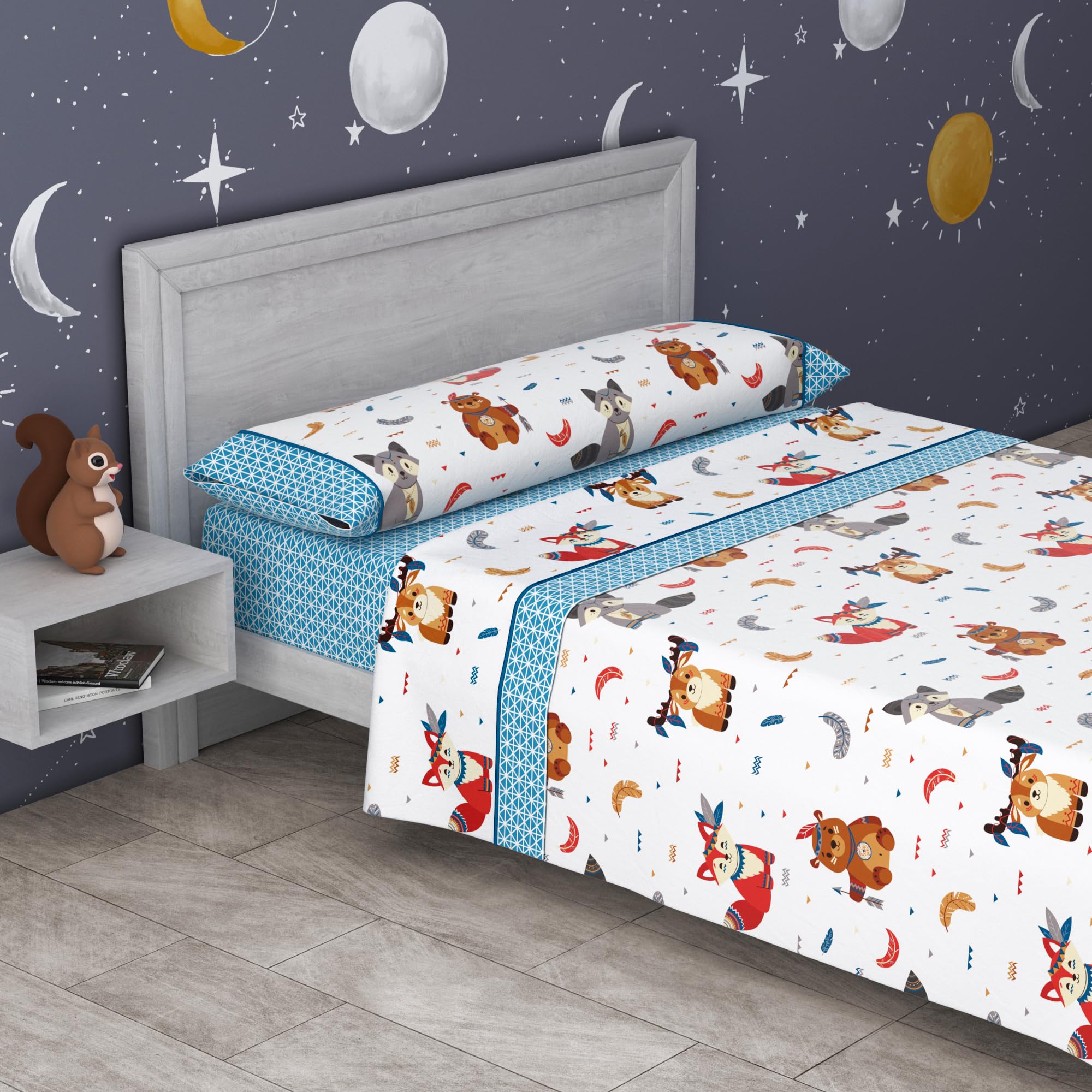 various Juego de Sábanas Infantiles Cama 90x190/200 cm – 3 Piezas (Encimera + Bajera Ajustable + Funda de Almohada) – 50% Algodón 50% Poliéster, 144 Hilos - Modelo Unicornio — view 9