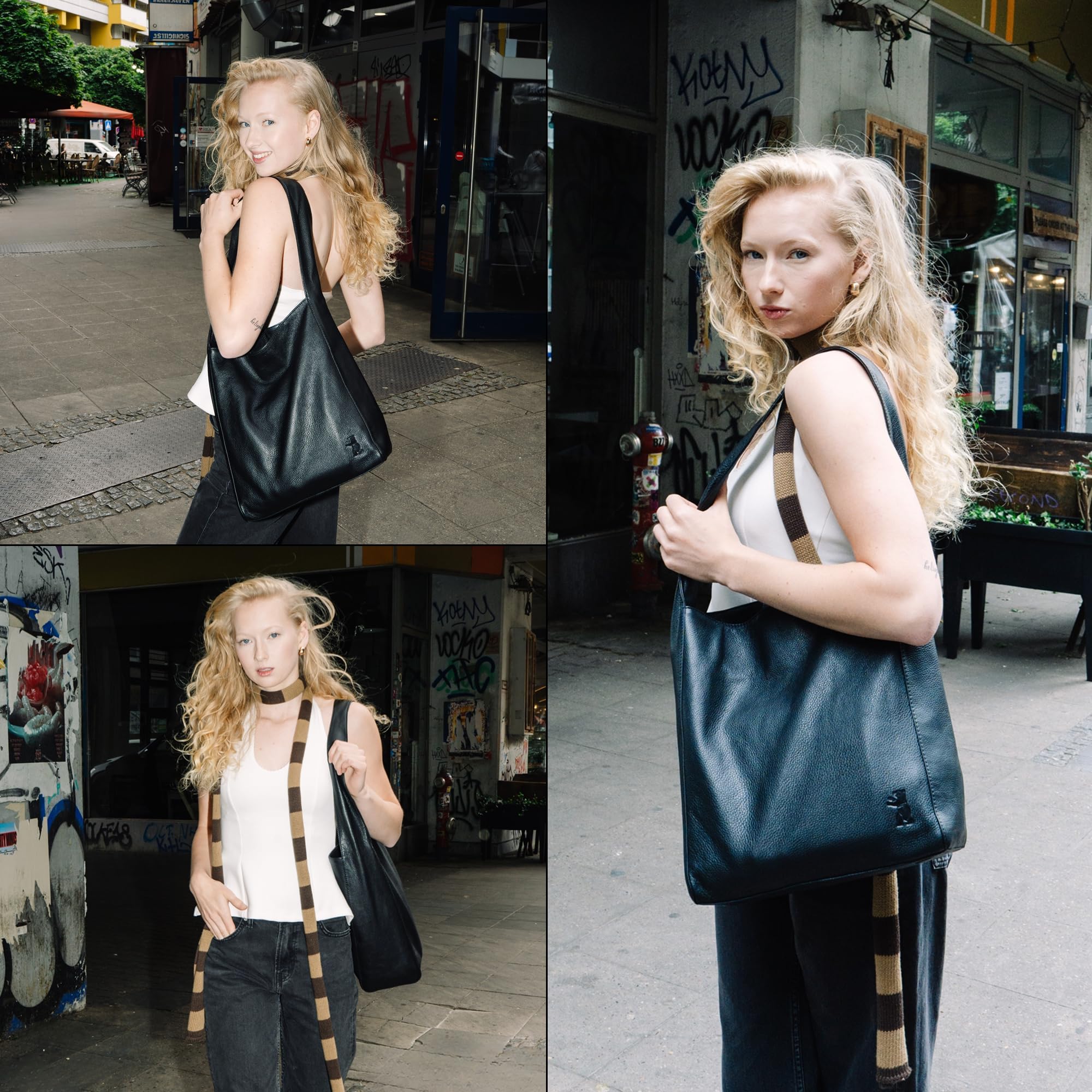 Berliner Bags Atlanta Bolso Hobo Shopper Cuero Mujer Piel Auténtica Grande