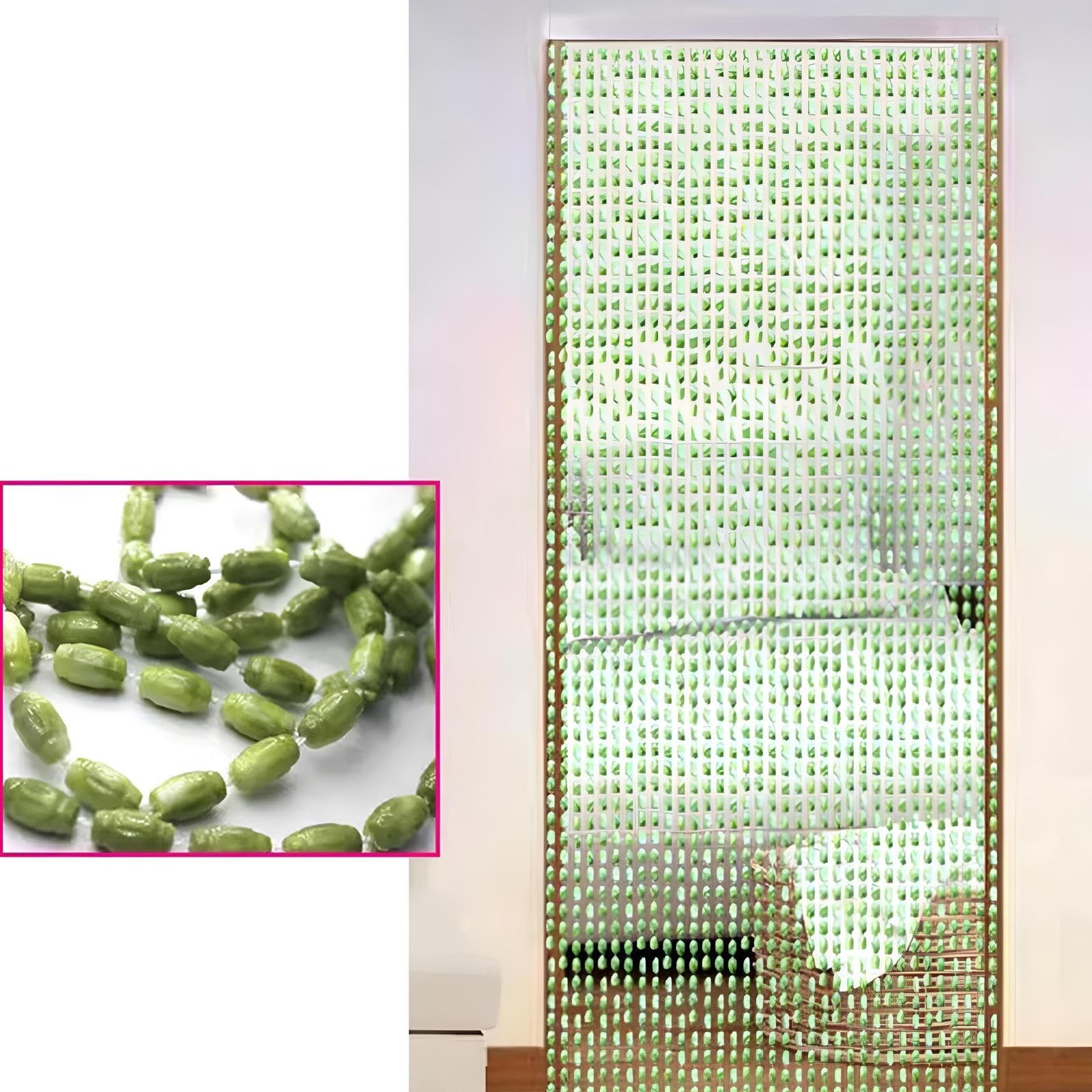 Eiauiuo Green Crystal Bead Curtain – Decorative Hanging Door Curtain, Room Divider For Living Room, Bedroom & Balcony, Insect Protection, Indoor String Curtain (Green)(80X180cm(27 Wurzel))