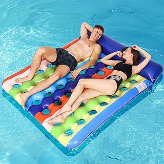 Stonful Oversized Pool Floats Adult, 76" X 63" Inflatable Pool Rafts Lake Floats Water Lounger with Headrest & 42-Cooling Holes, Floating Mat Swimming Pool Floats Toys for Pool Party, Beach, Lake