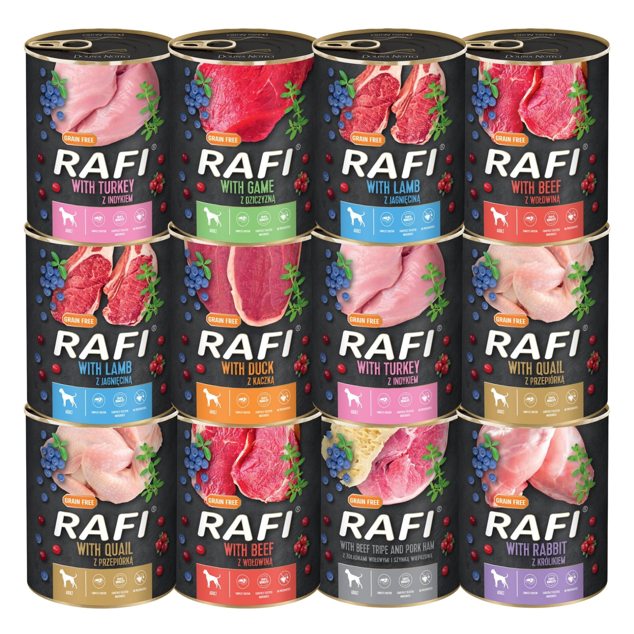 Rafi Wet Dog Food with Mixed Flavours for Adult Dogs 12 x 800g Cans