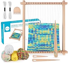 Homewit Children's Weaving Frame, 24 x 28 cm, Wooden Loom Frame Large with Comb for Children from 4 6 8 Weaving Beginners, Tapestries Weaving Craft Set Children Gift Girls