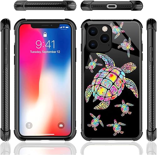 Miniatura 5 de CARLOCA Funda para iPhone 11, colorida familia de tortugas arco iris para iPhone 11 para niñas y mujeres, diseño gráfico, a prueba de golpes,